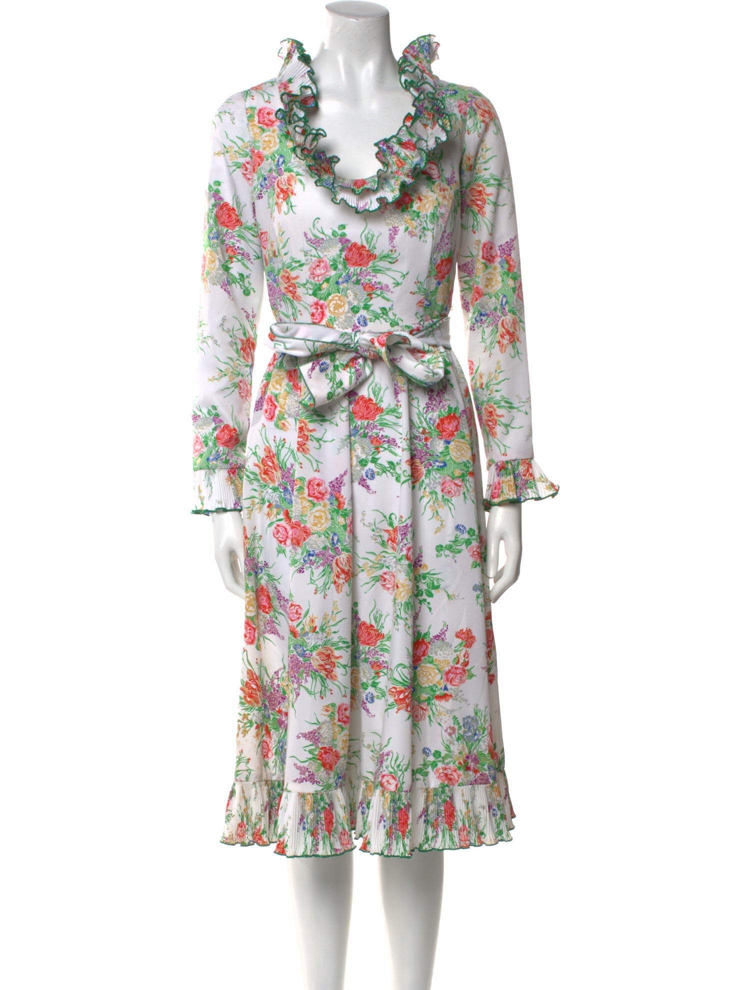 Victor Costa Floral Print Midi Length Dress