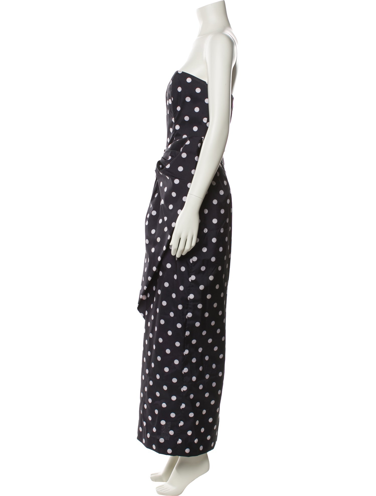 Victor Costa Polka Dot Print Long Dress