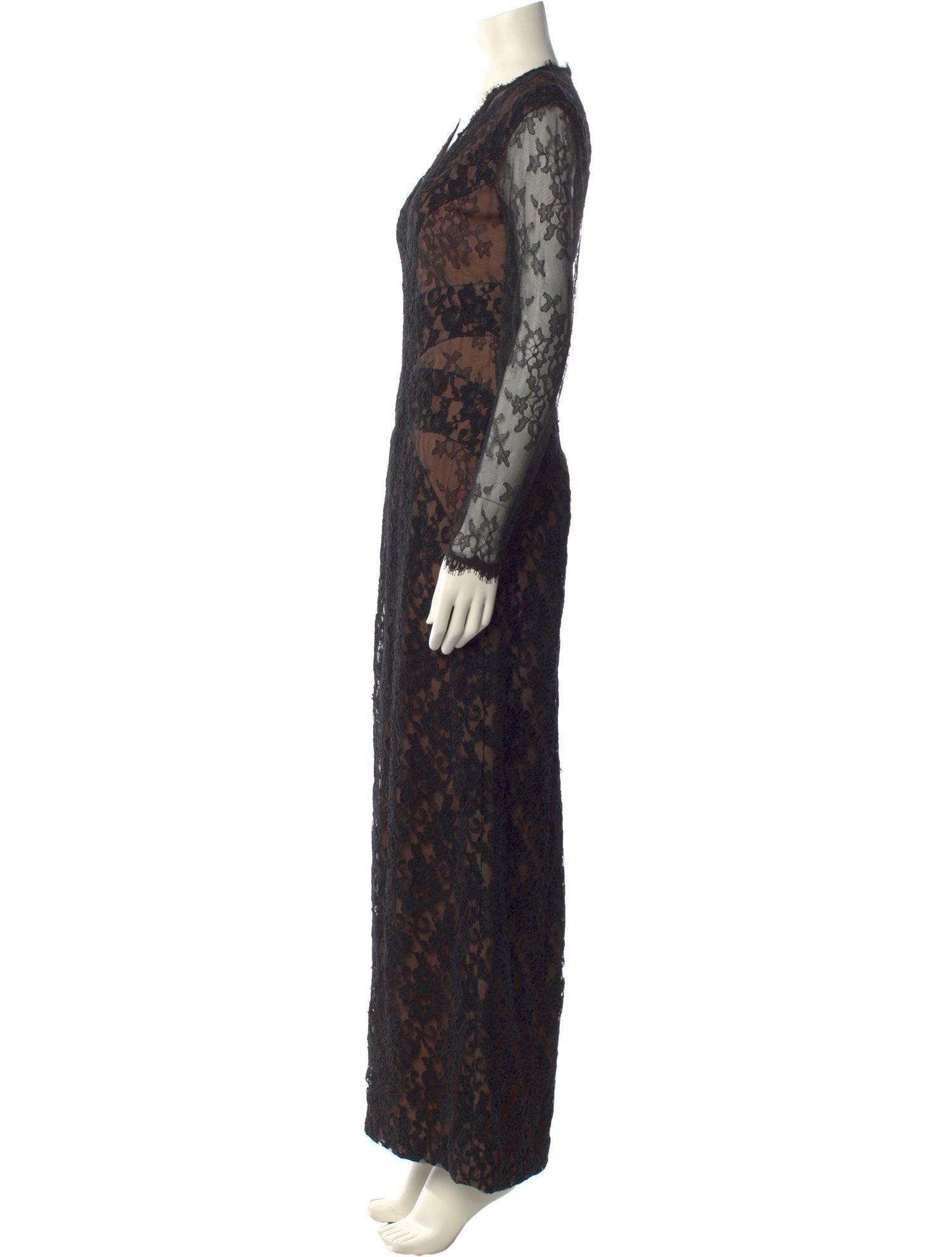 Victor Costa Lace Pattern Long Dress