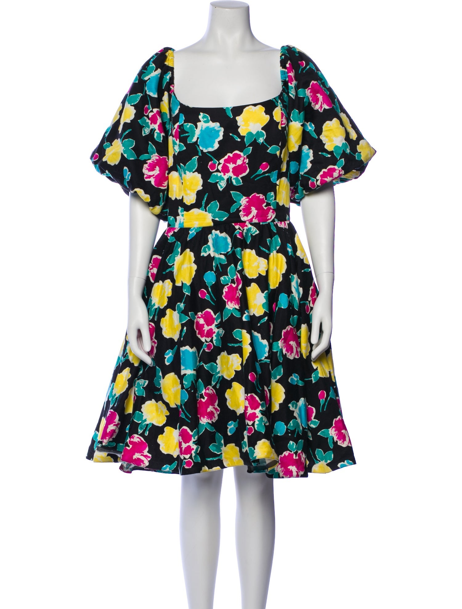 Victor Costa Floral Print Knee-Length Dress