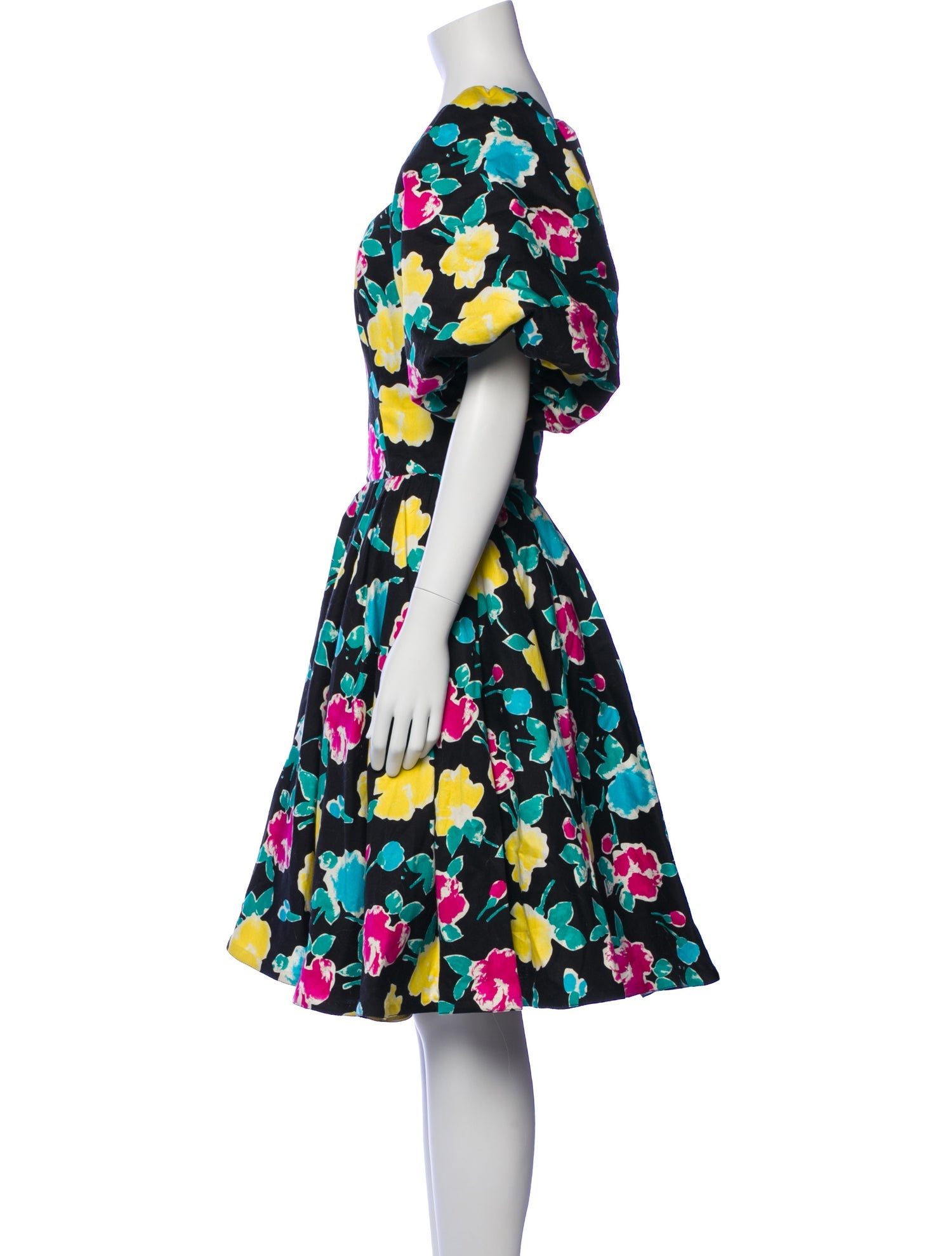 Victor Costa Floral Print Knee-Length Dress