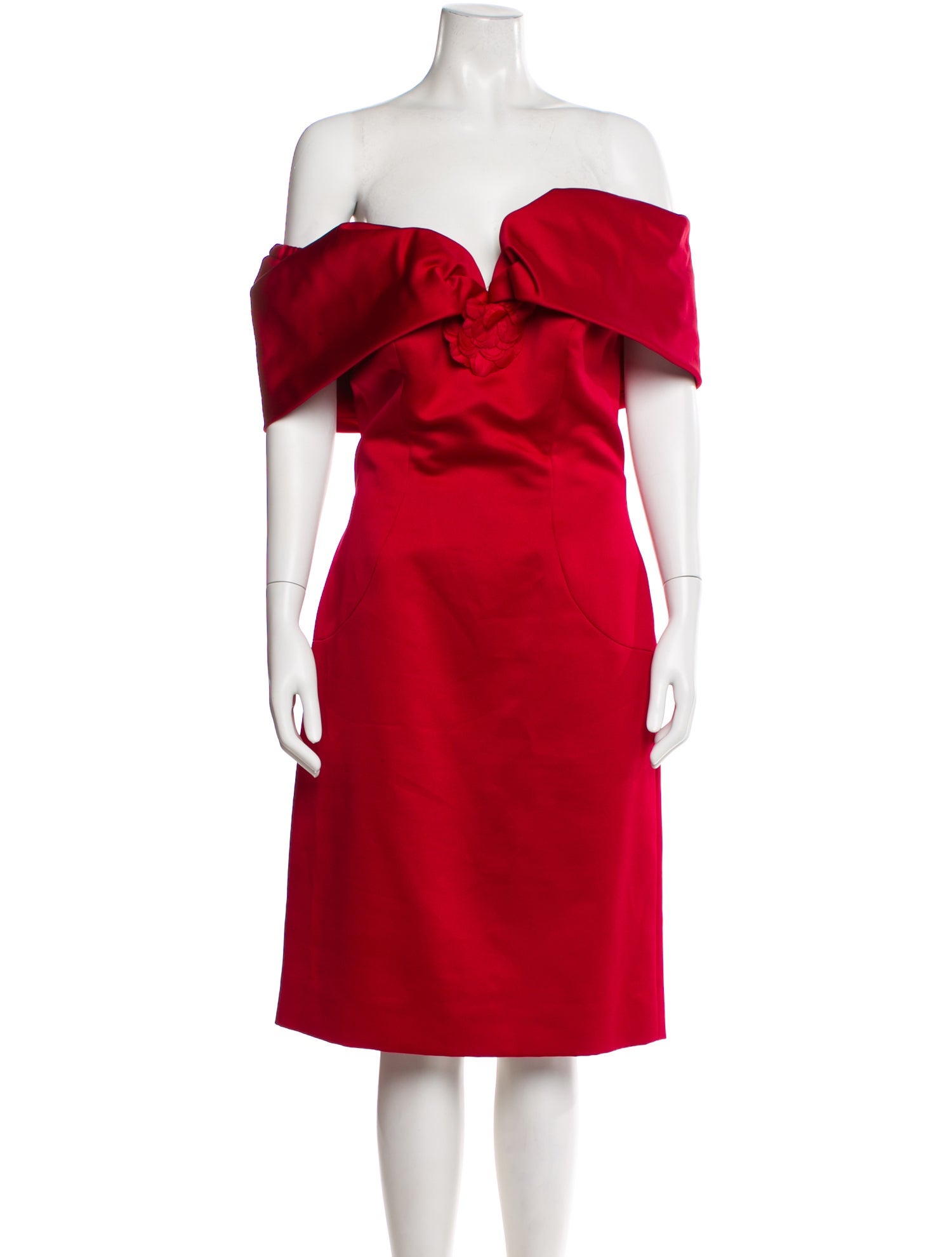 Victor Costa Off-The-Shoulder Knee-Length Dress