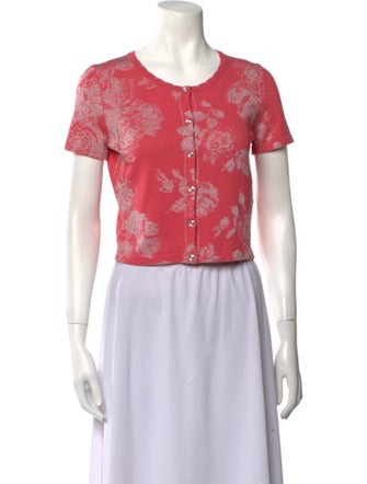 VDP Collection Printed Scoop Neck Crop Top