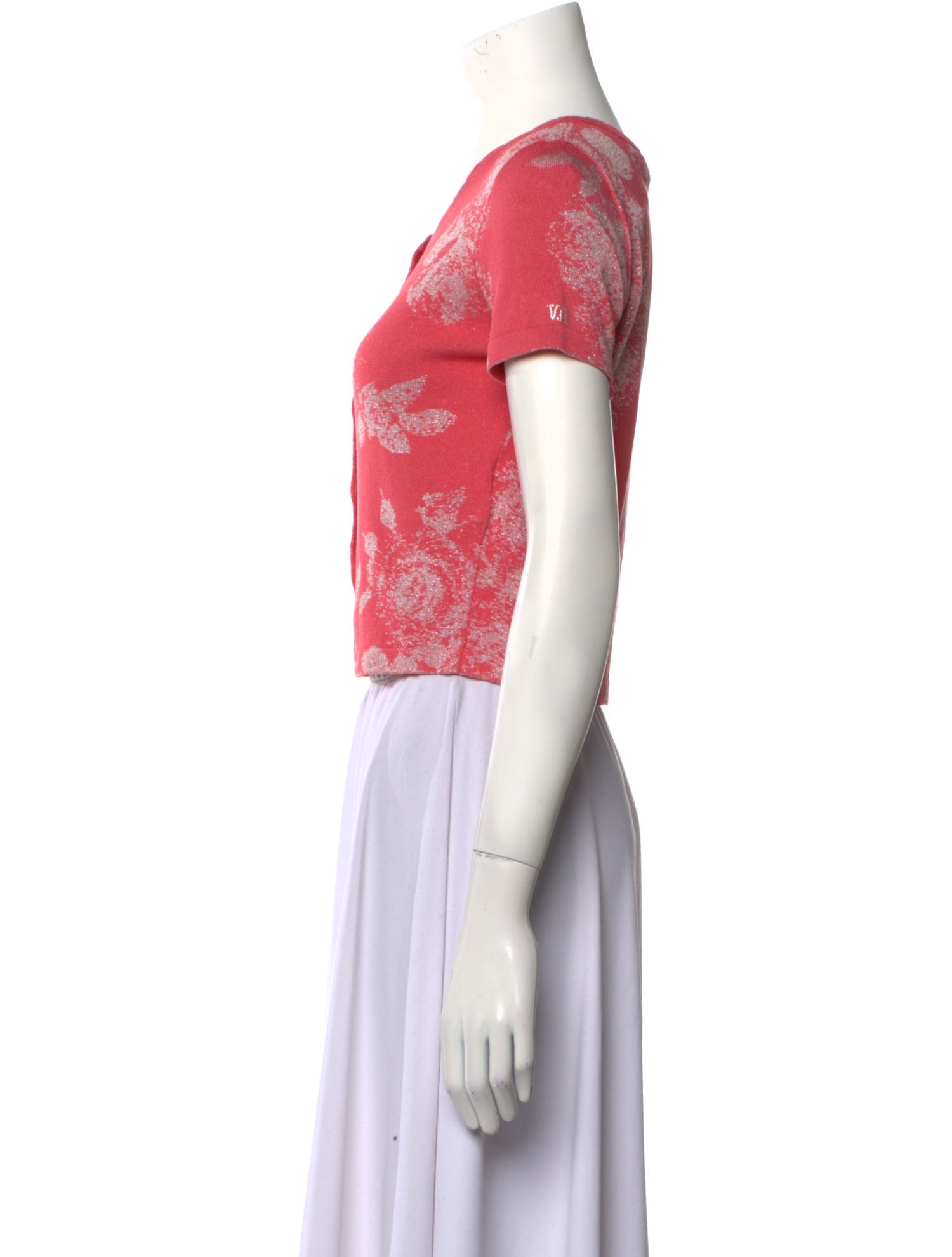 VDP Collection Printed Scoop Neck Crop Top