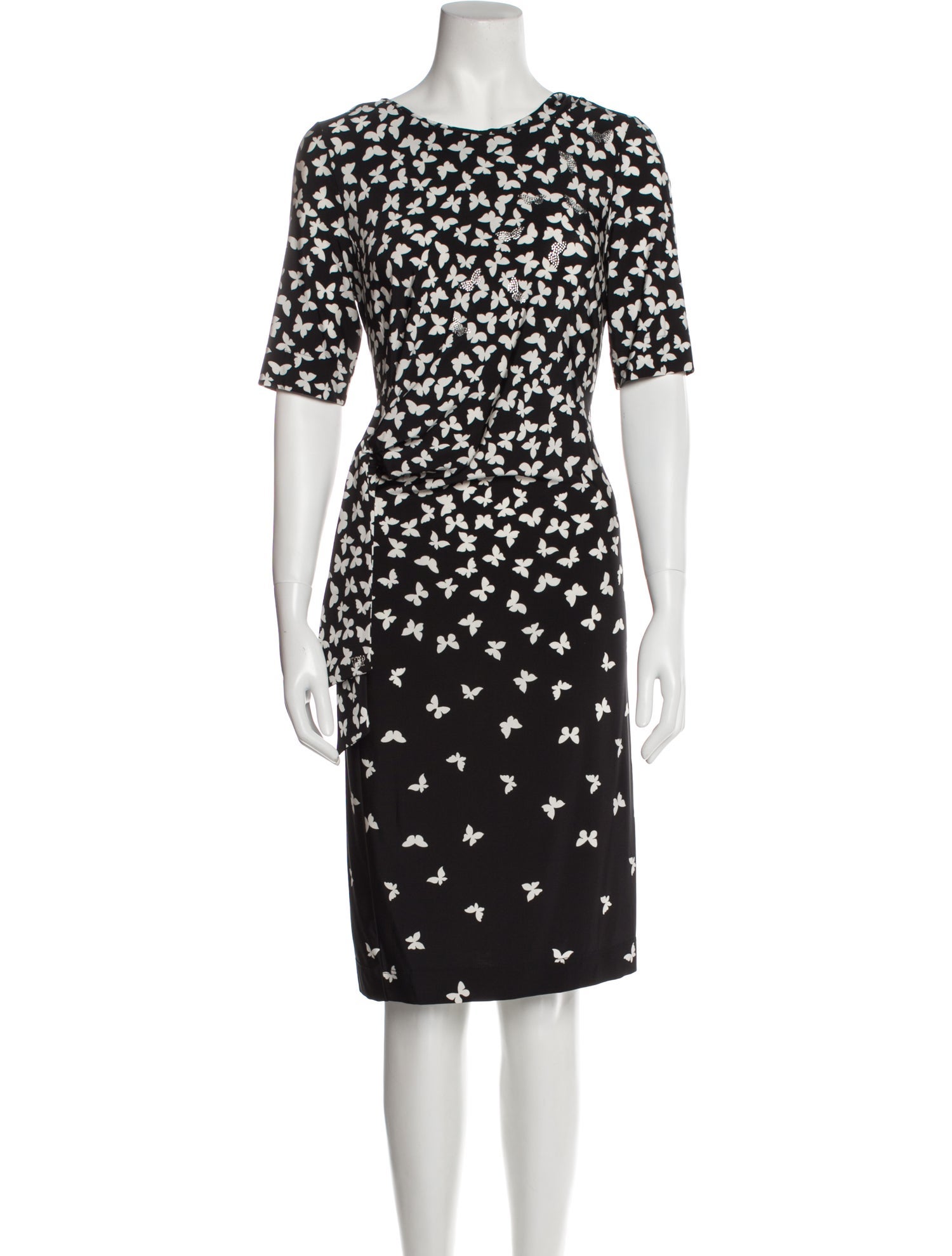 VDP Collection Floral Print Knee-Length Dress