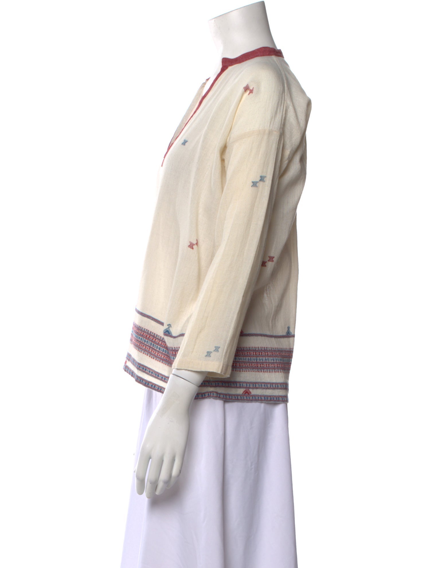 V de Vinster Printed V-Neck Blouse