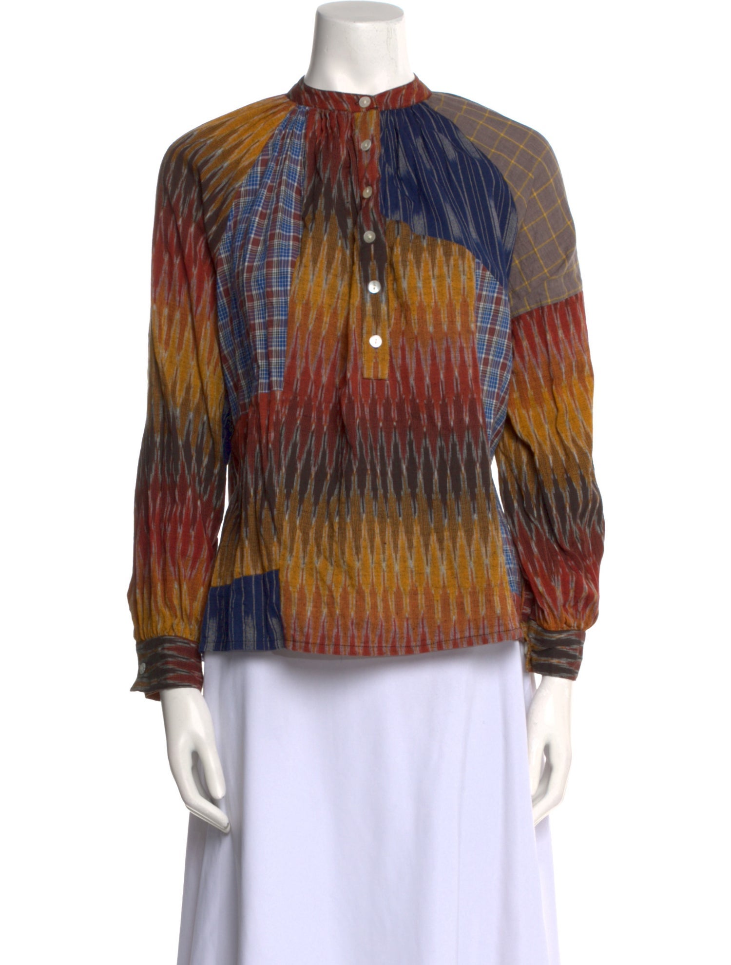 V de Vinster Printed Mock Neck Blouse