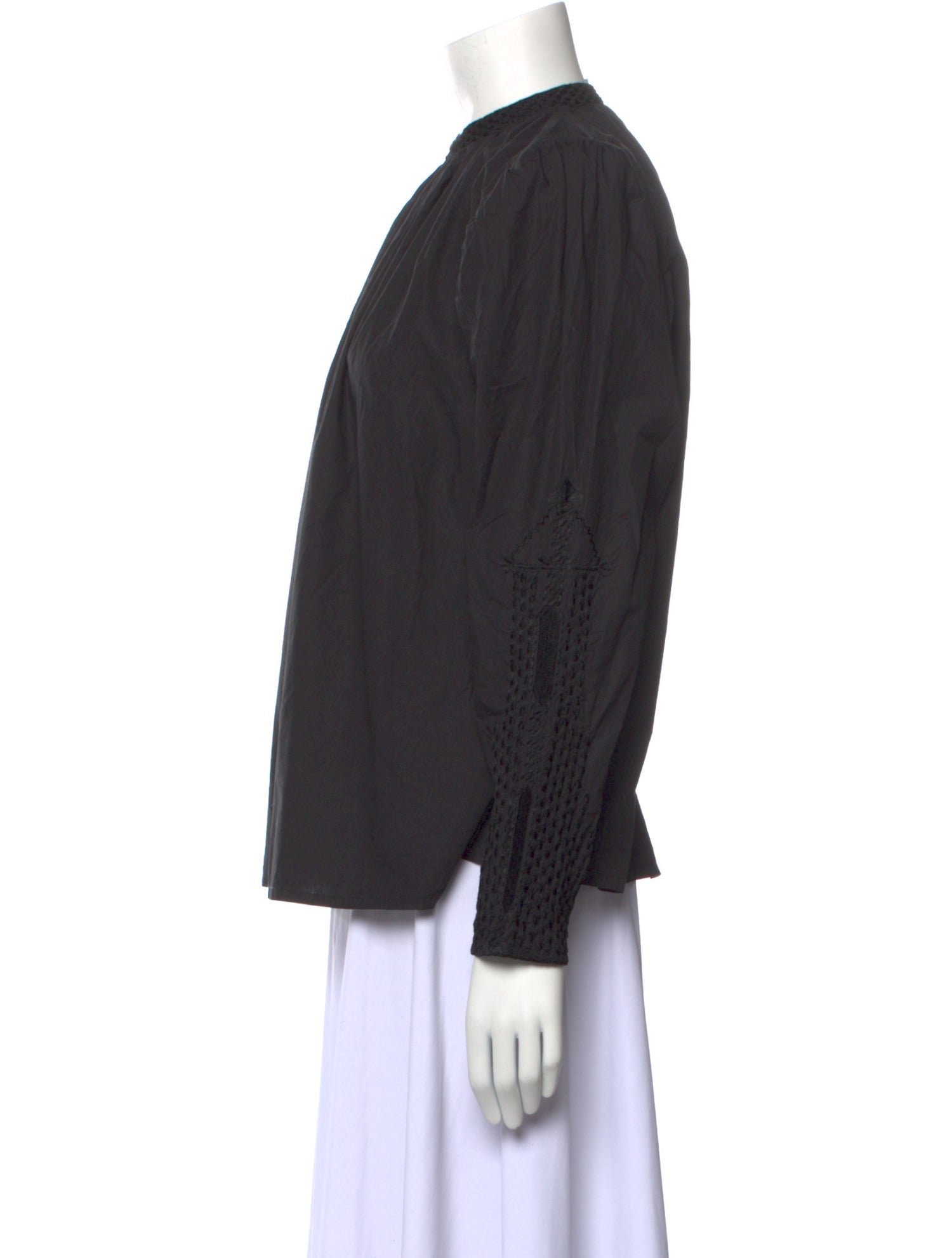 V de Vinster Mock Neck Long Sleeve Blouse