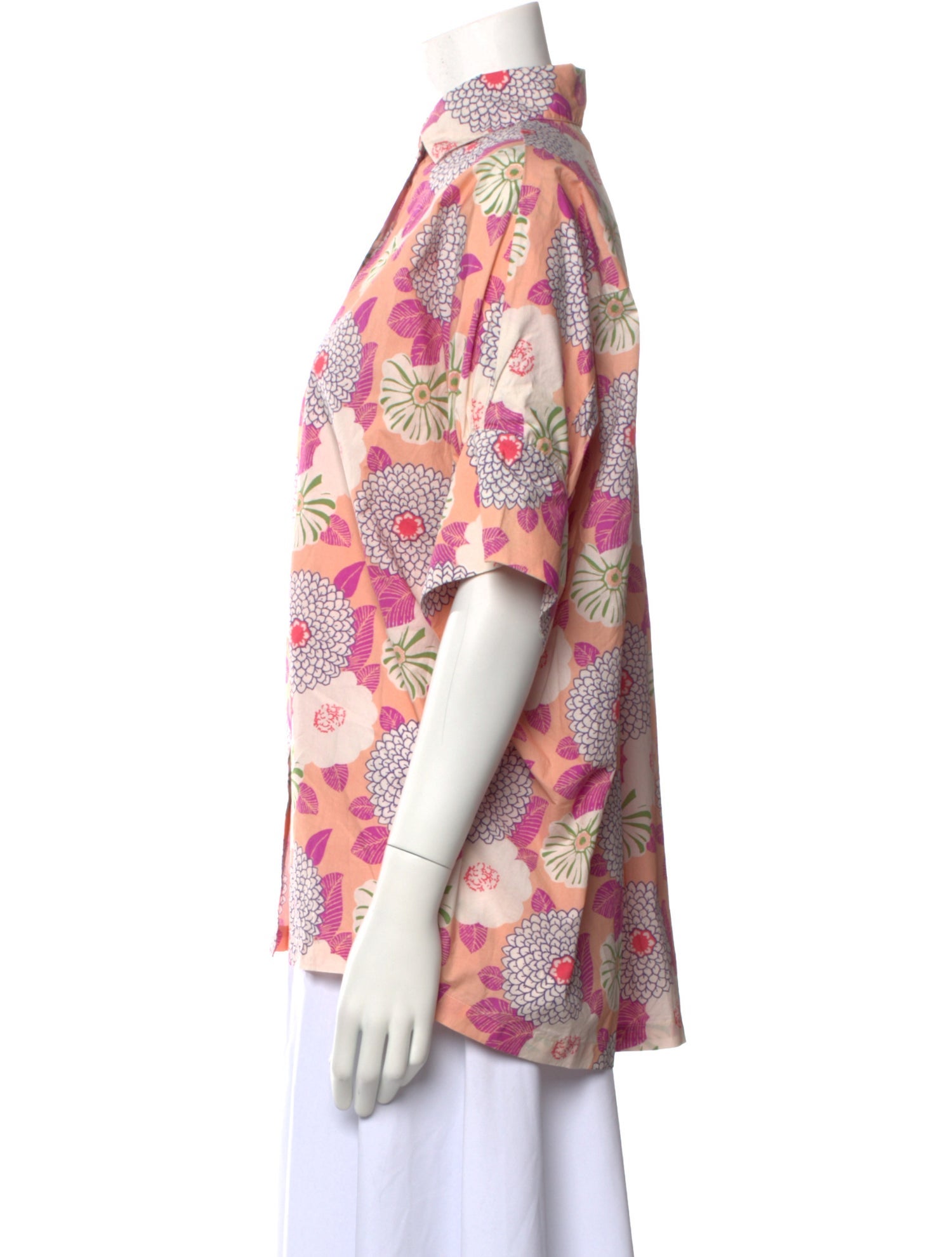 V de Vinster Printed Short Sleeve Button-Up Top