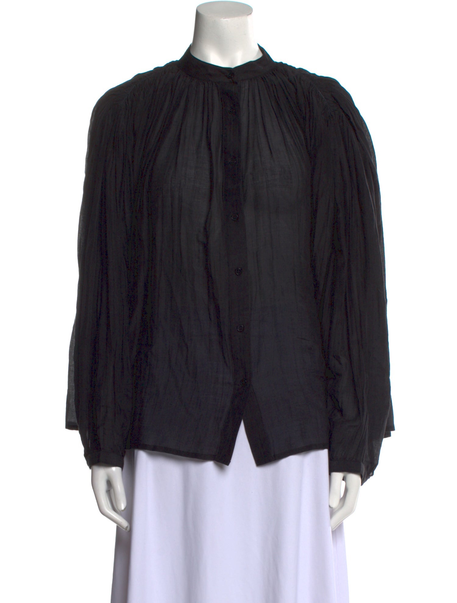 V de Vinster Mock Neck Long Sleeve Blouse