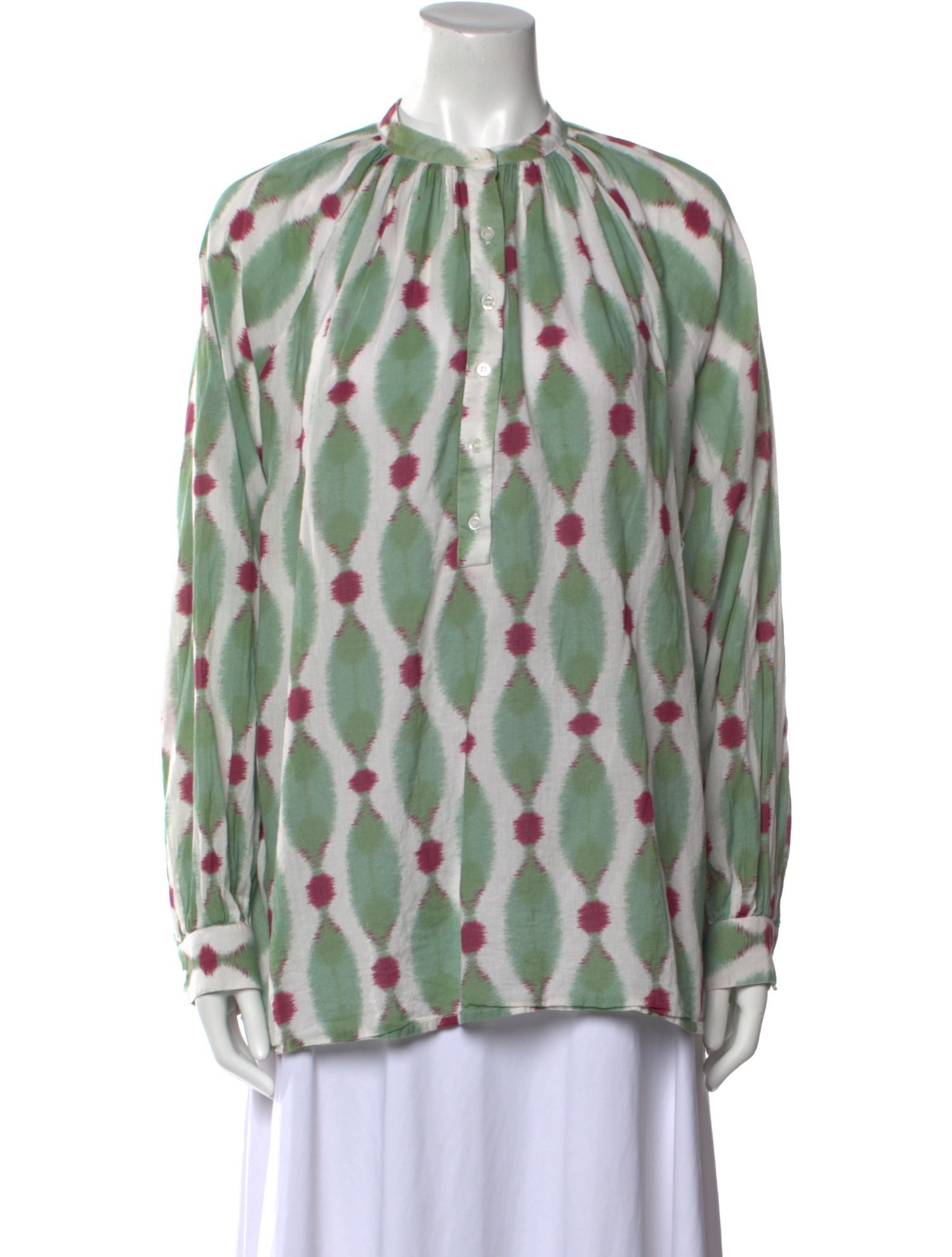 V de Vinster Printed Mock Neck Blouse