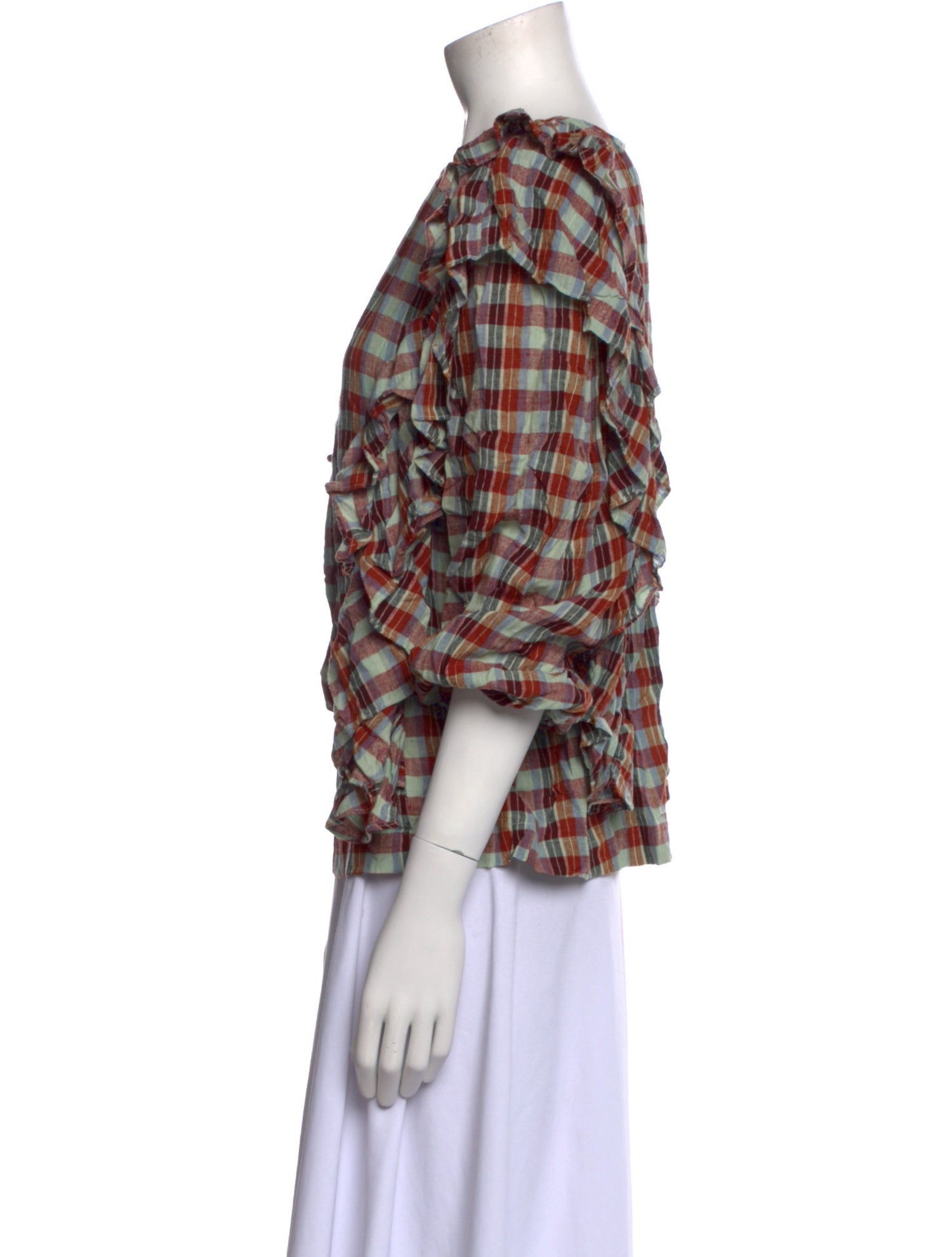 V de Vinster Silk Plaid Print Blouse