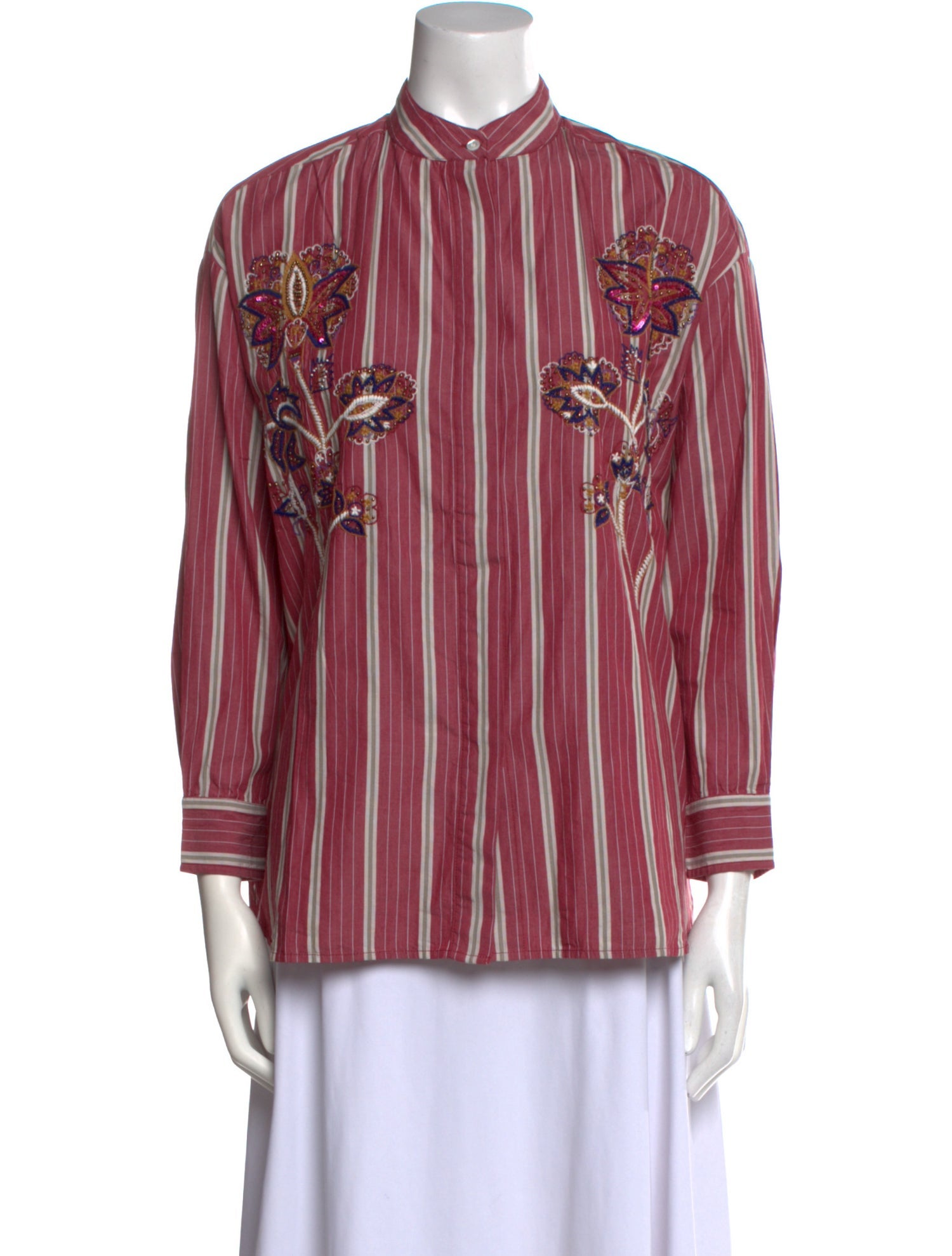 V de Vinster Striped Mock Neck Blouse