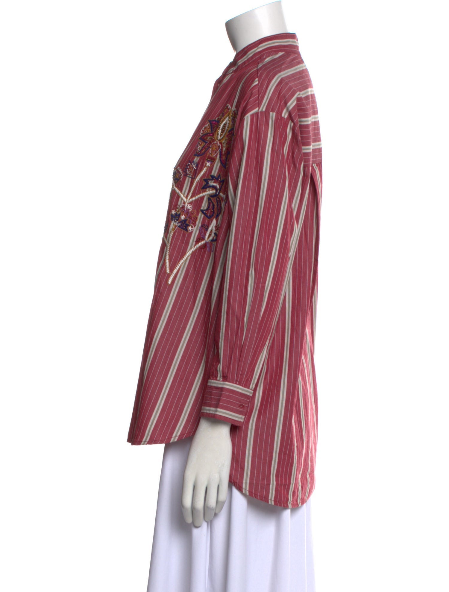 V de Vinster Striped Mock Neck Blouse