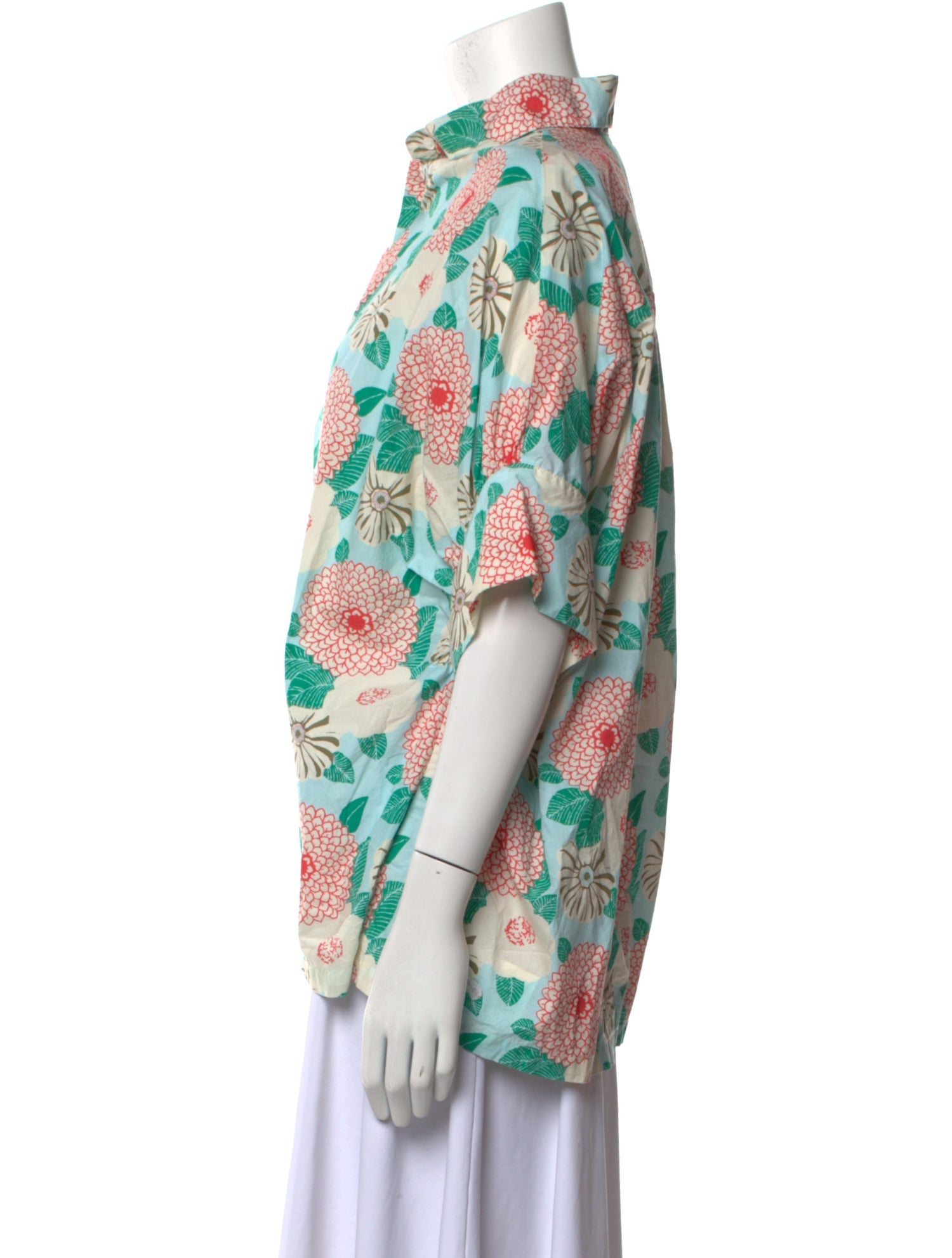 V de Vinster Printed Short Sleeve Button-Up Top