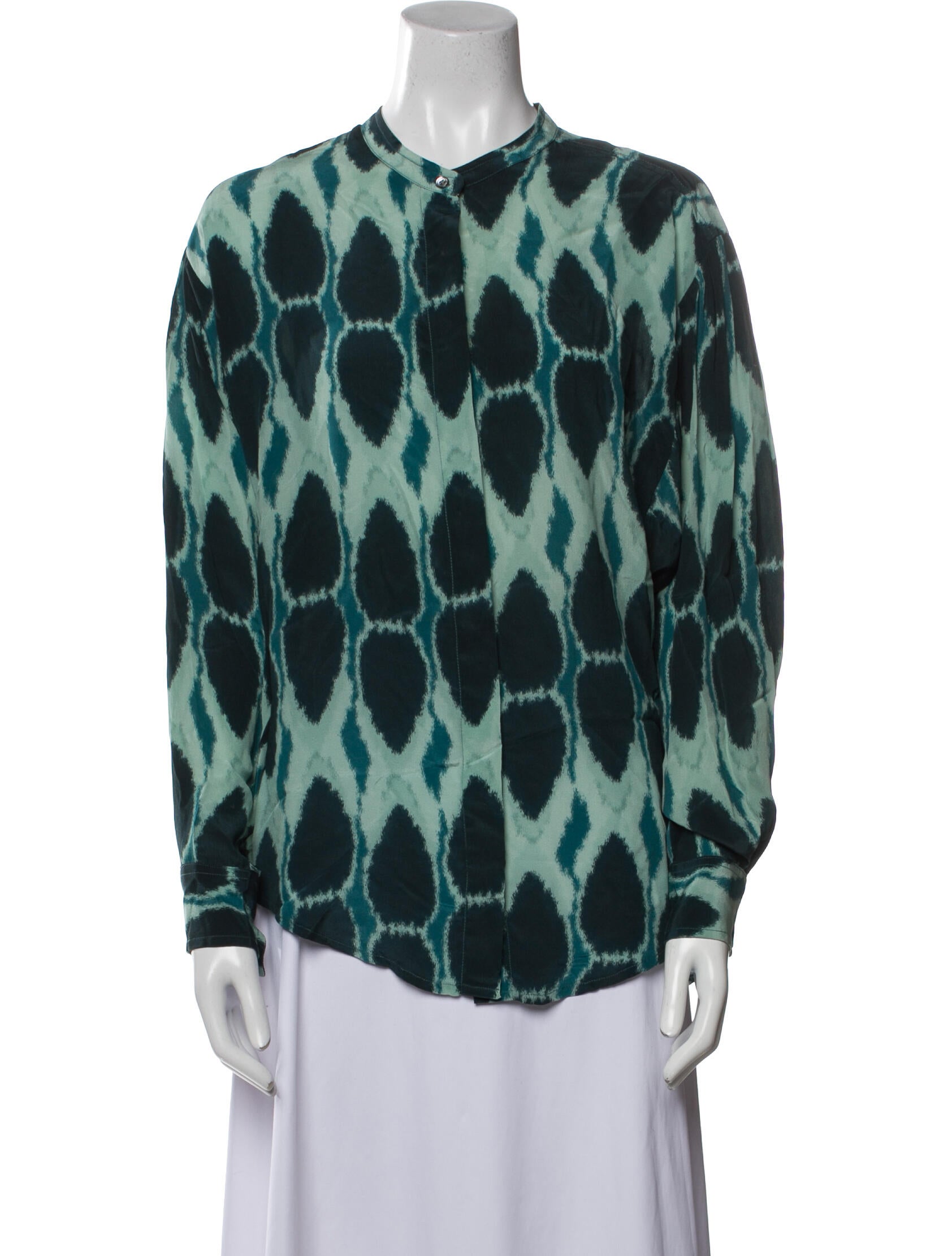 V de Vinster Silk Animal Print Button-Up Top