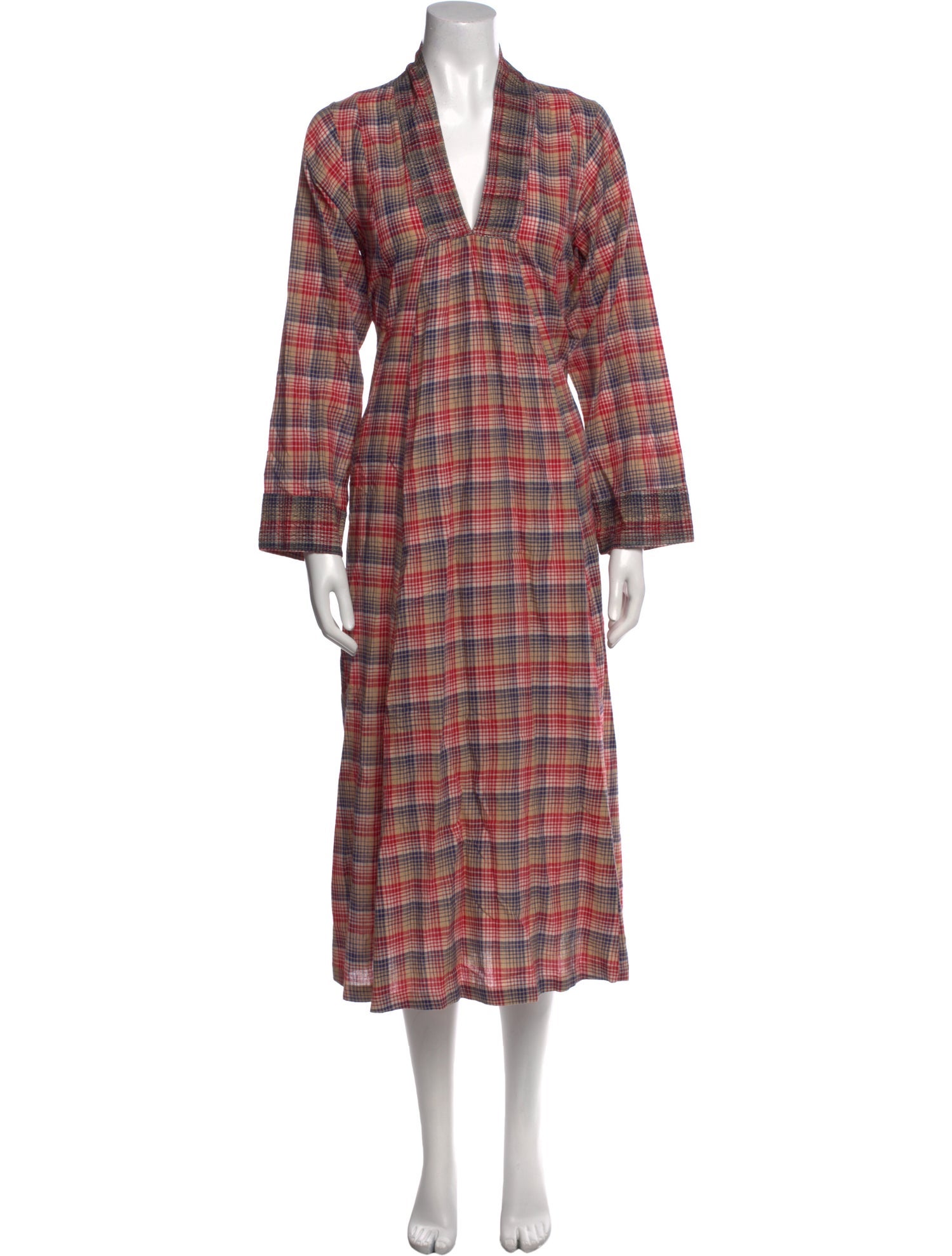 V de Vinster Plaid Print Long Dress