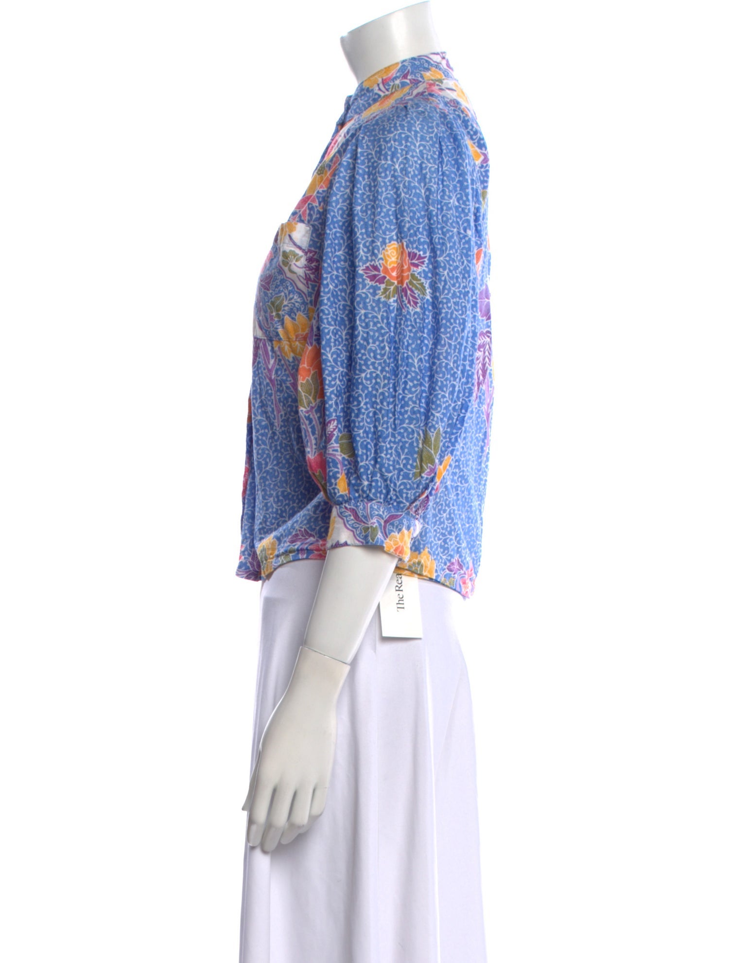 V de Vinster Floral Print Mock Neck Blouse