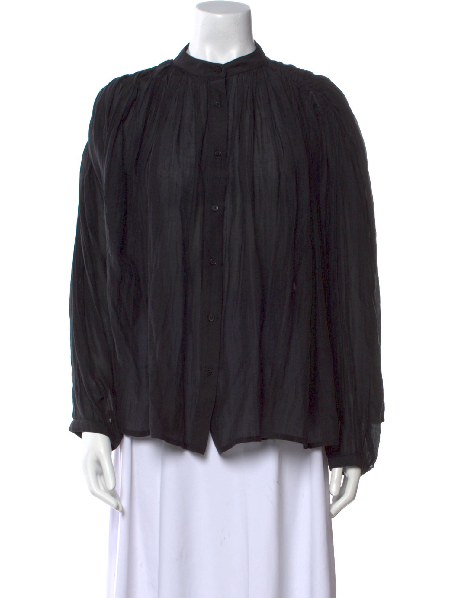 V de Vinster Mock Neck Long Sleeve Blouse