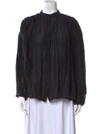 V de Vinster Mock Neck Long Sleeve Blouse