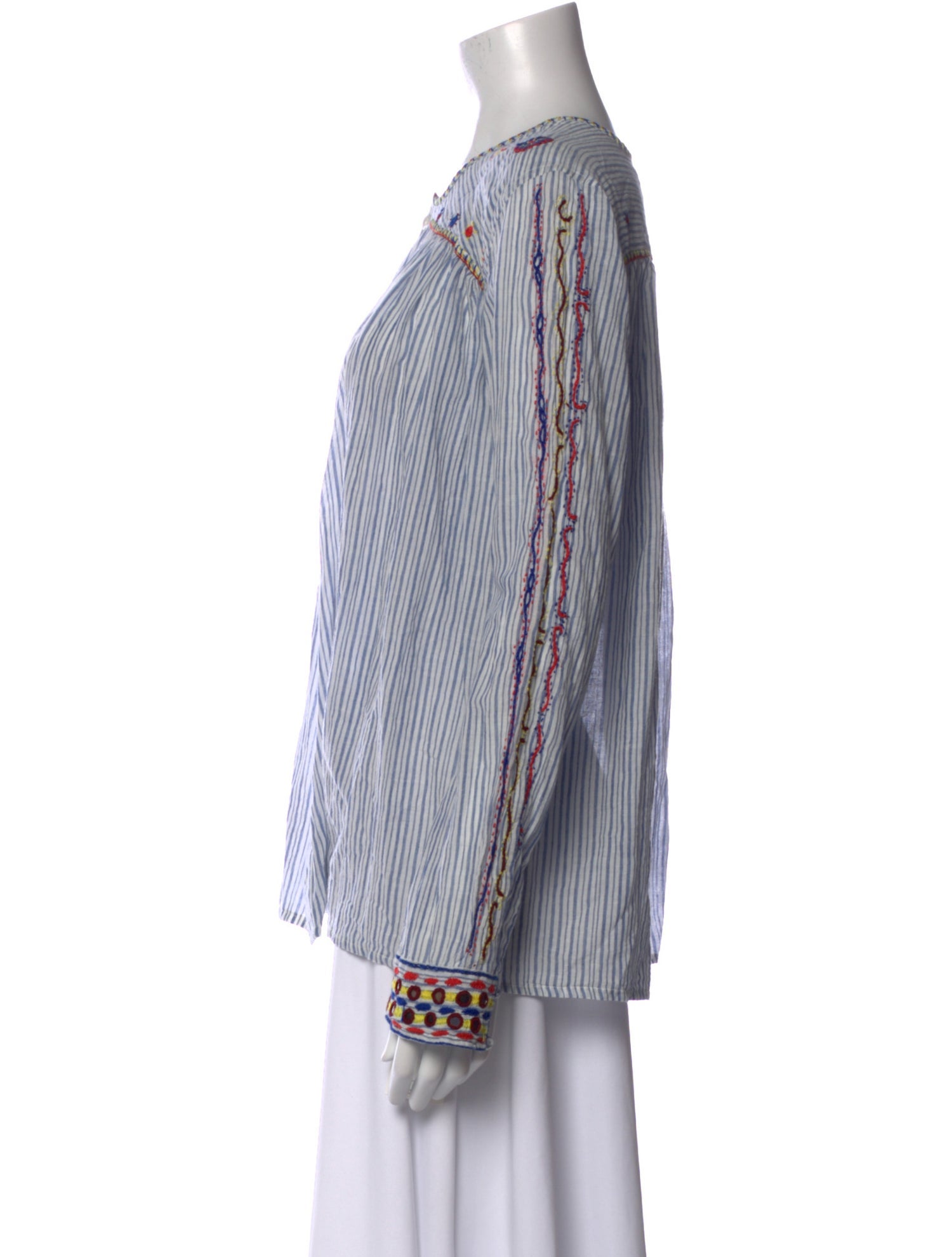 V de Vinster Striped Long Sleeve Button-Up Top