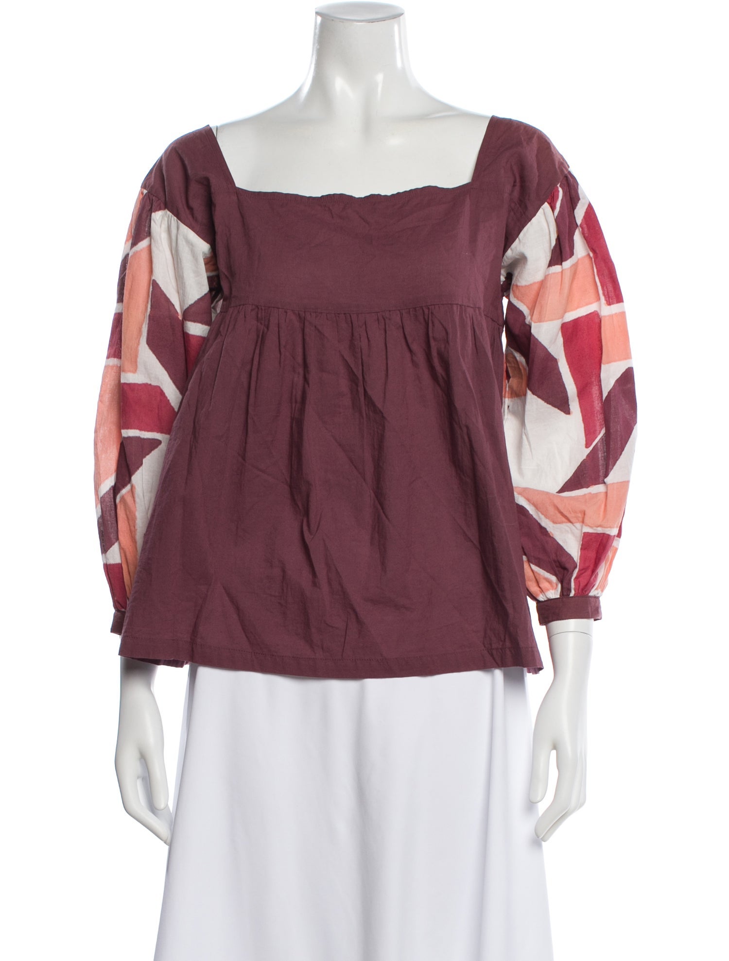V de Vinster Patterned Square Neckline Blouse