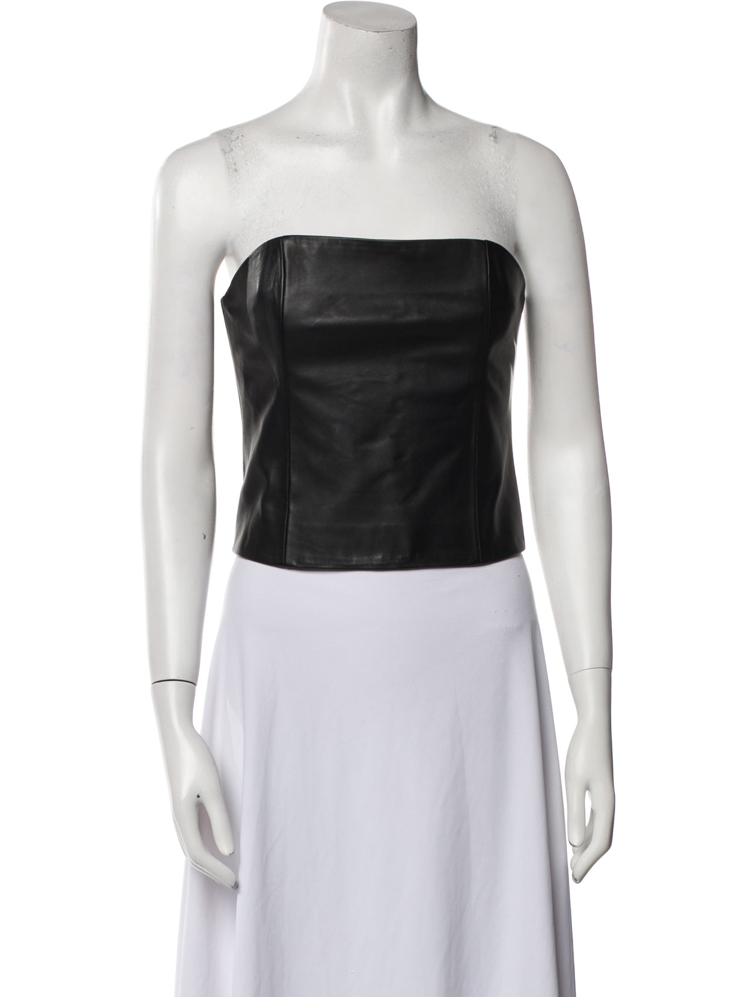 Veda x Reformation Lamb Leather Strapless Crop Top