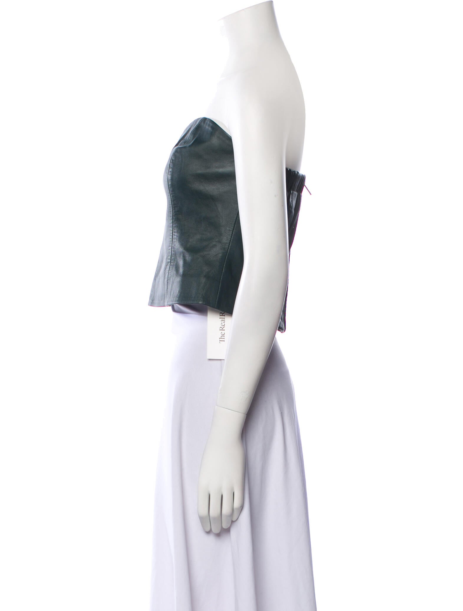 Veda x Reformation Lamb Leather Strapless Crop Top