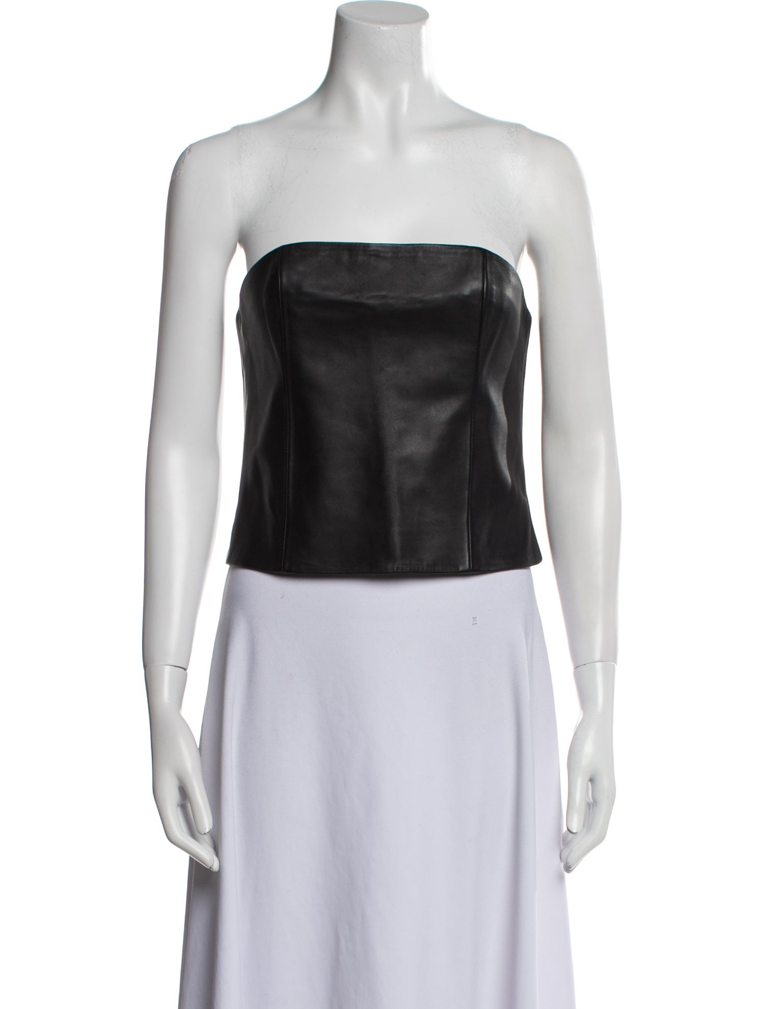 Veda x Reformation Lamb Leather Strapless Crop Top