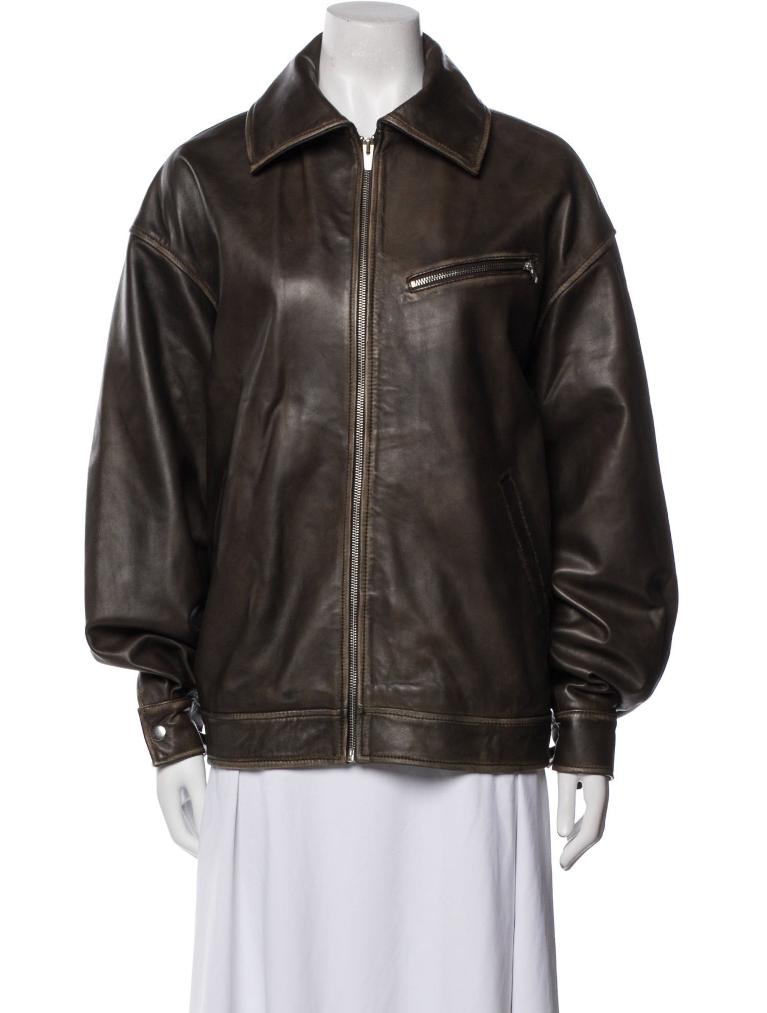 Veda x Reformation Leather Bomber Jacket