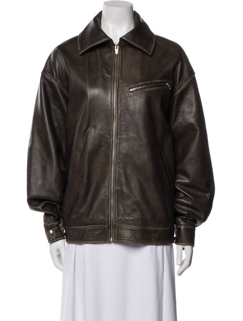 Veda x Reformation Leather Bomber Jacket