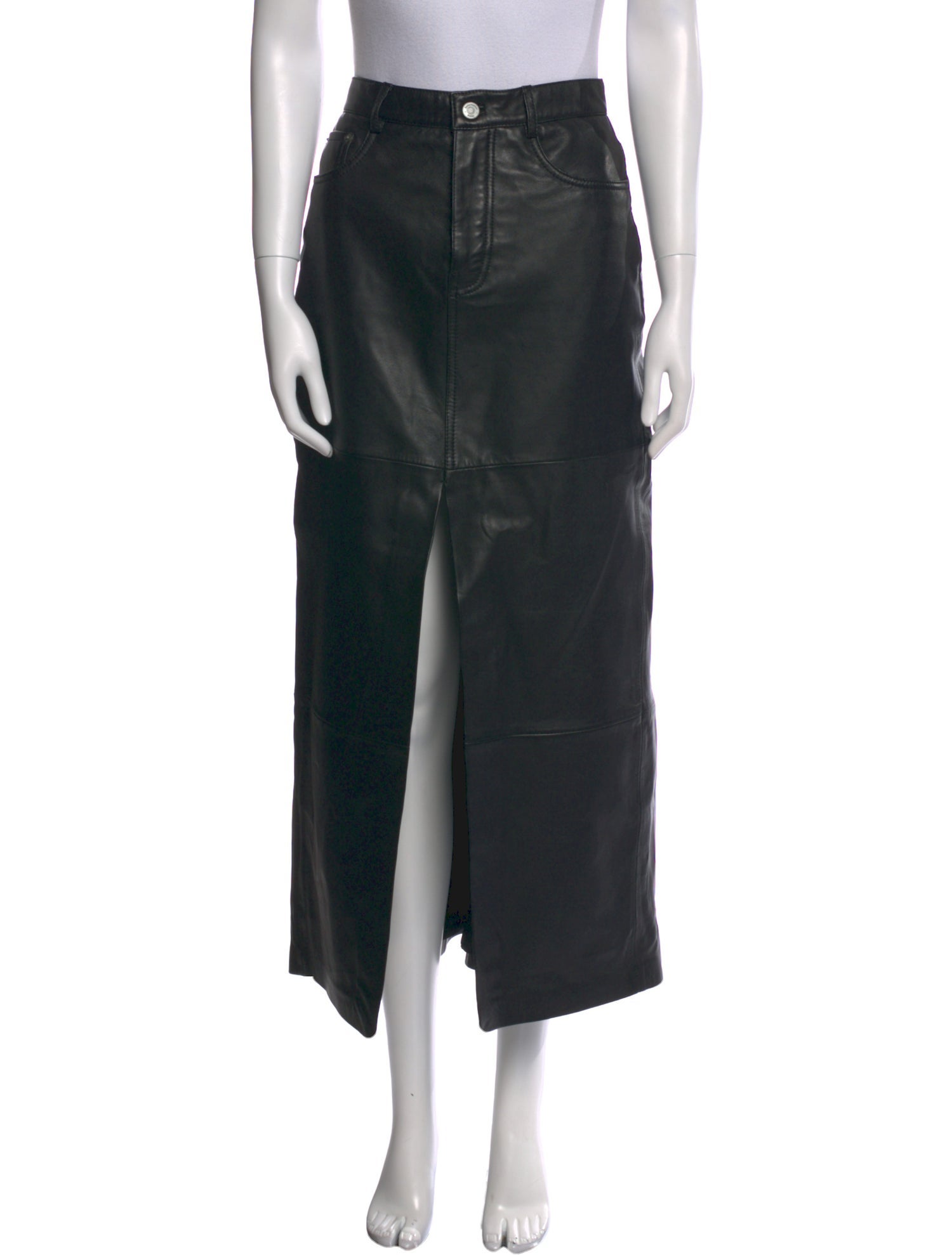 Veda x Reformation Leather Midi Length Skirt