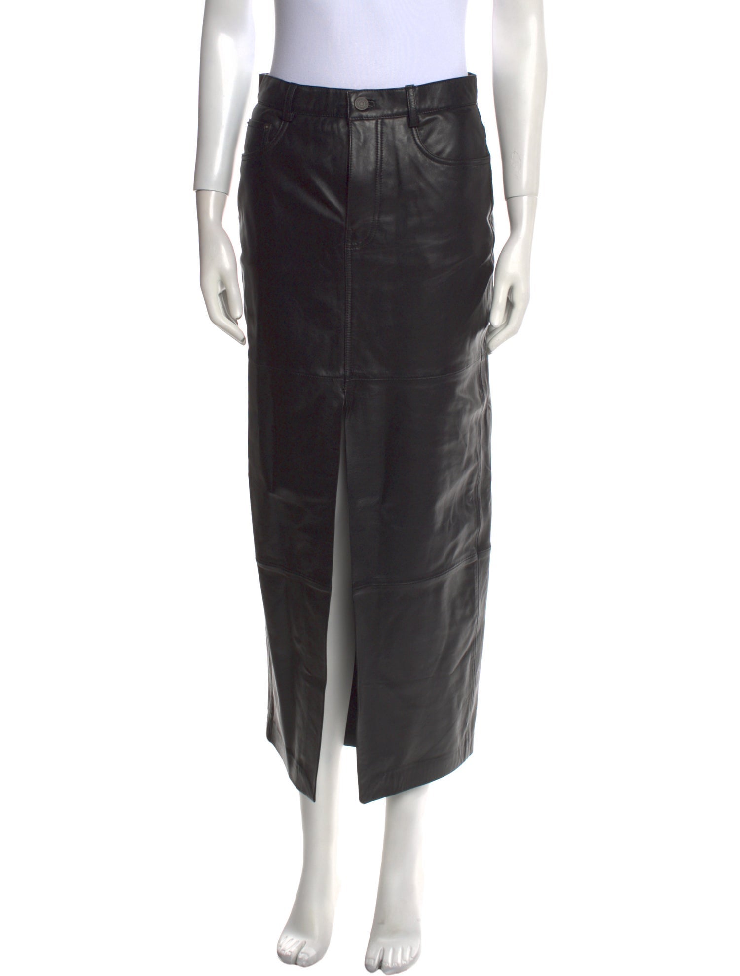 Veda x Reformation Leather Midi Length Skirt