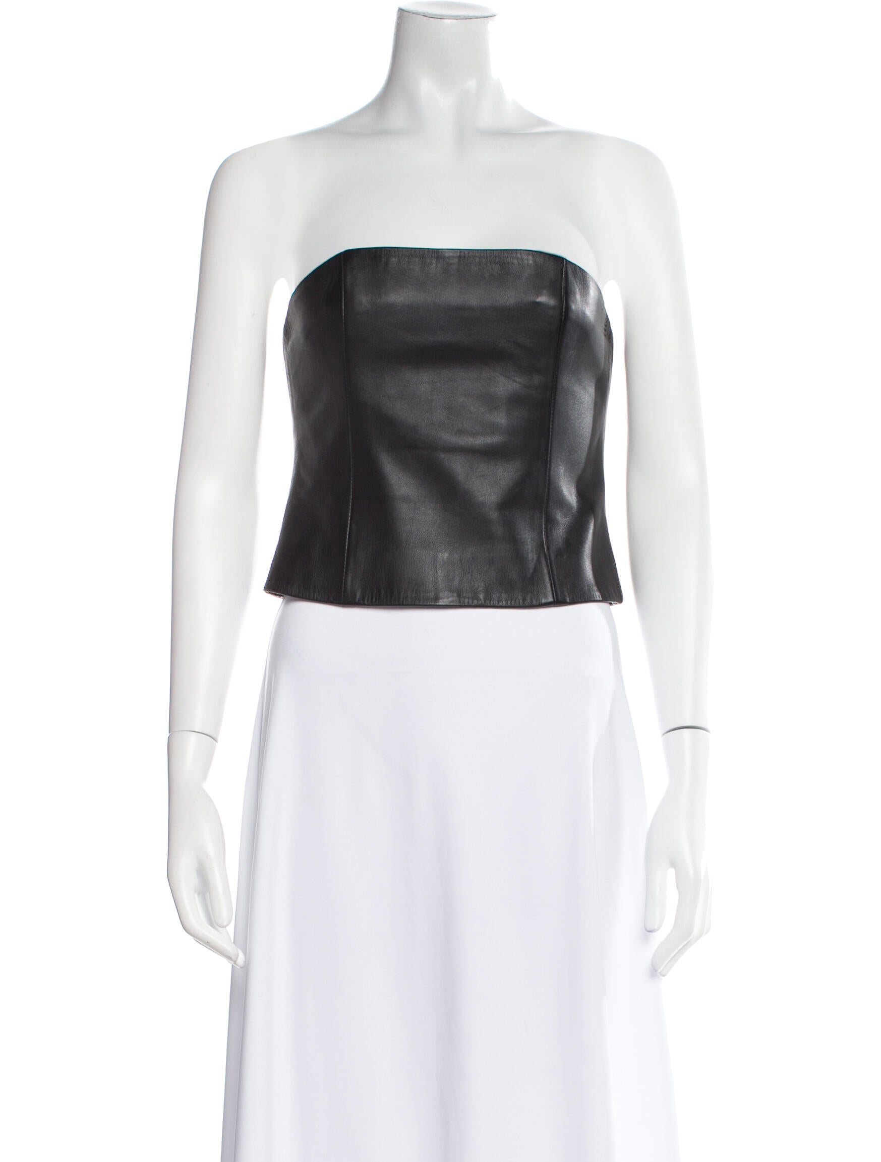 Veda x Reformation Lamb Leather Strapless Crop Top