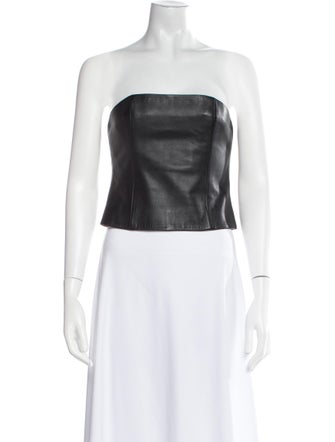 Veda x Reformation Lamb Leather Strapless Crop Top