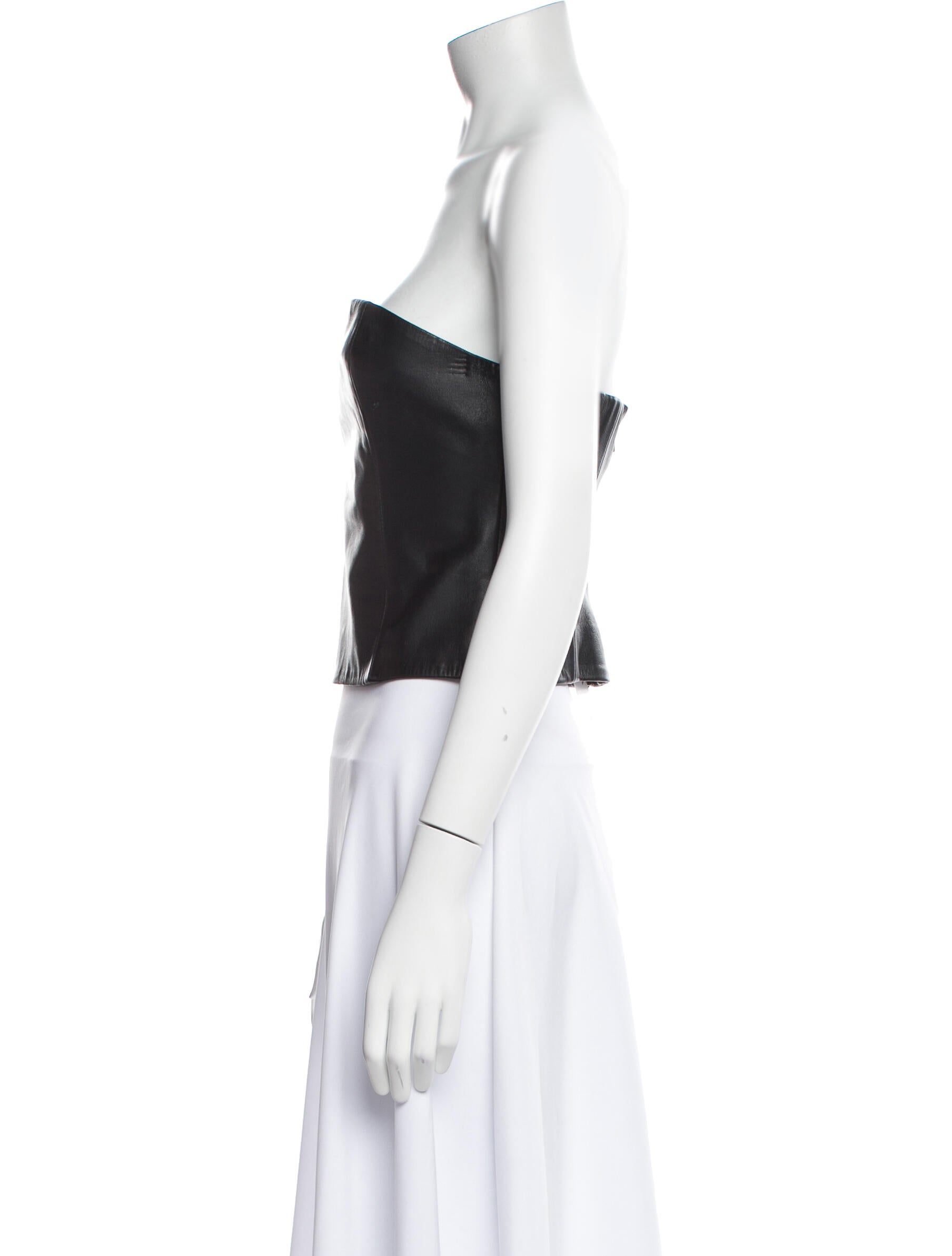 Veda x Reformation Lamb Leather Strapless Crop Top