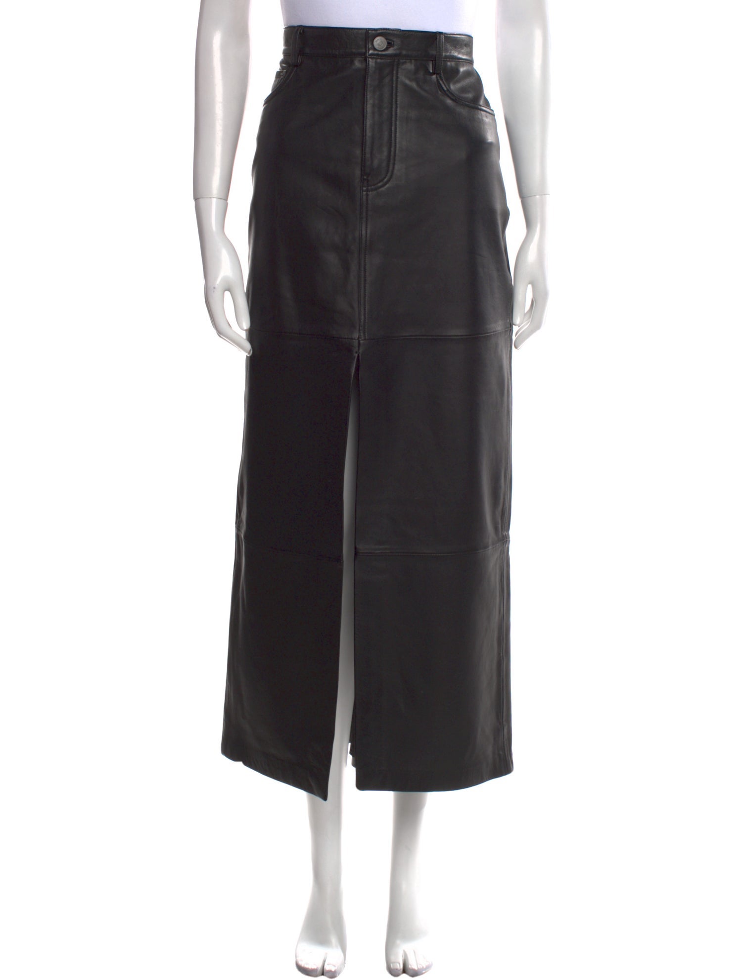 Veda x Reformation Lamb Leather Midi Length Skirt
