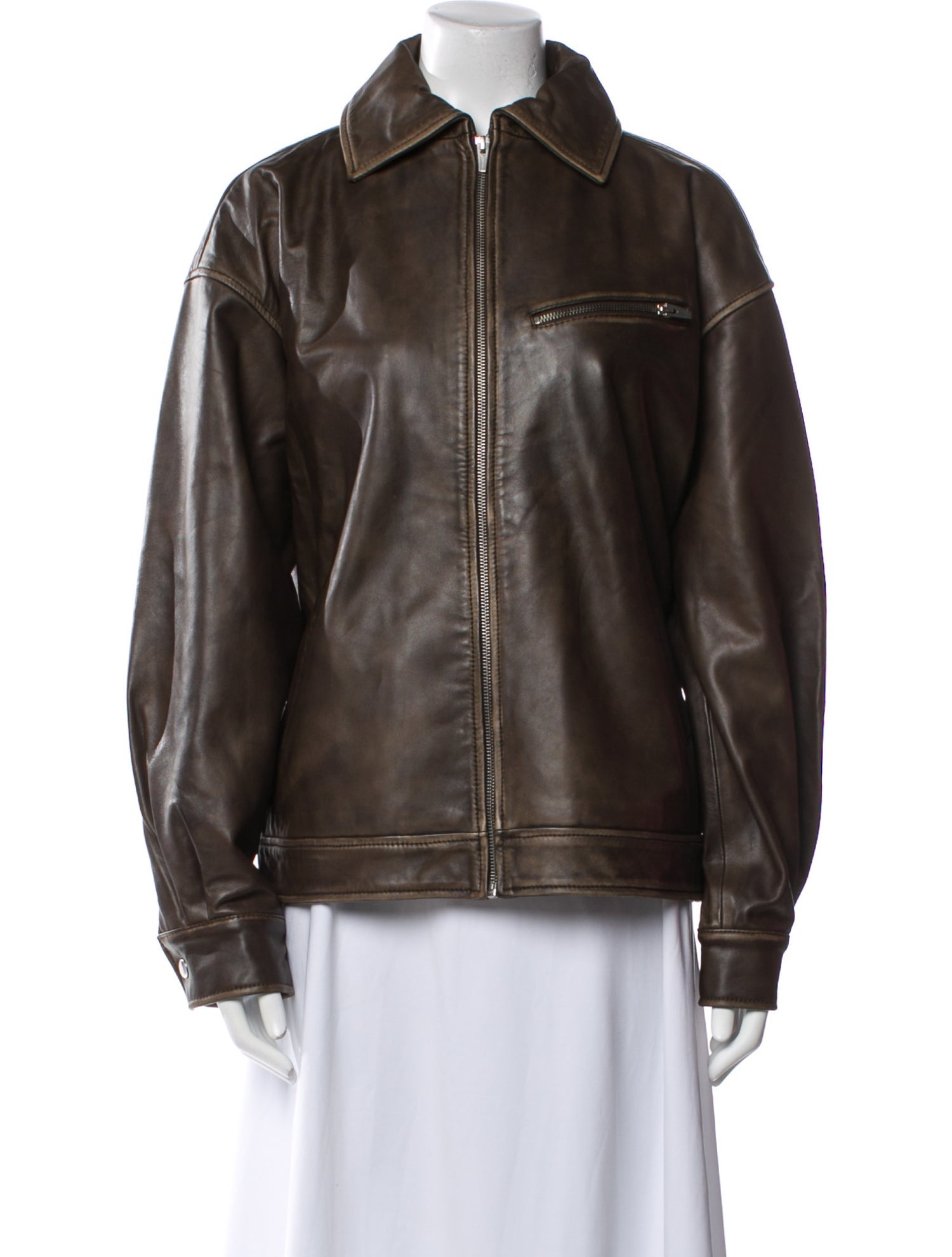 Veda x Reformation Leather Bomber Jacket