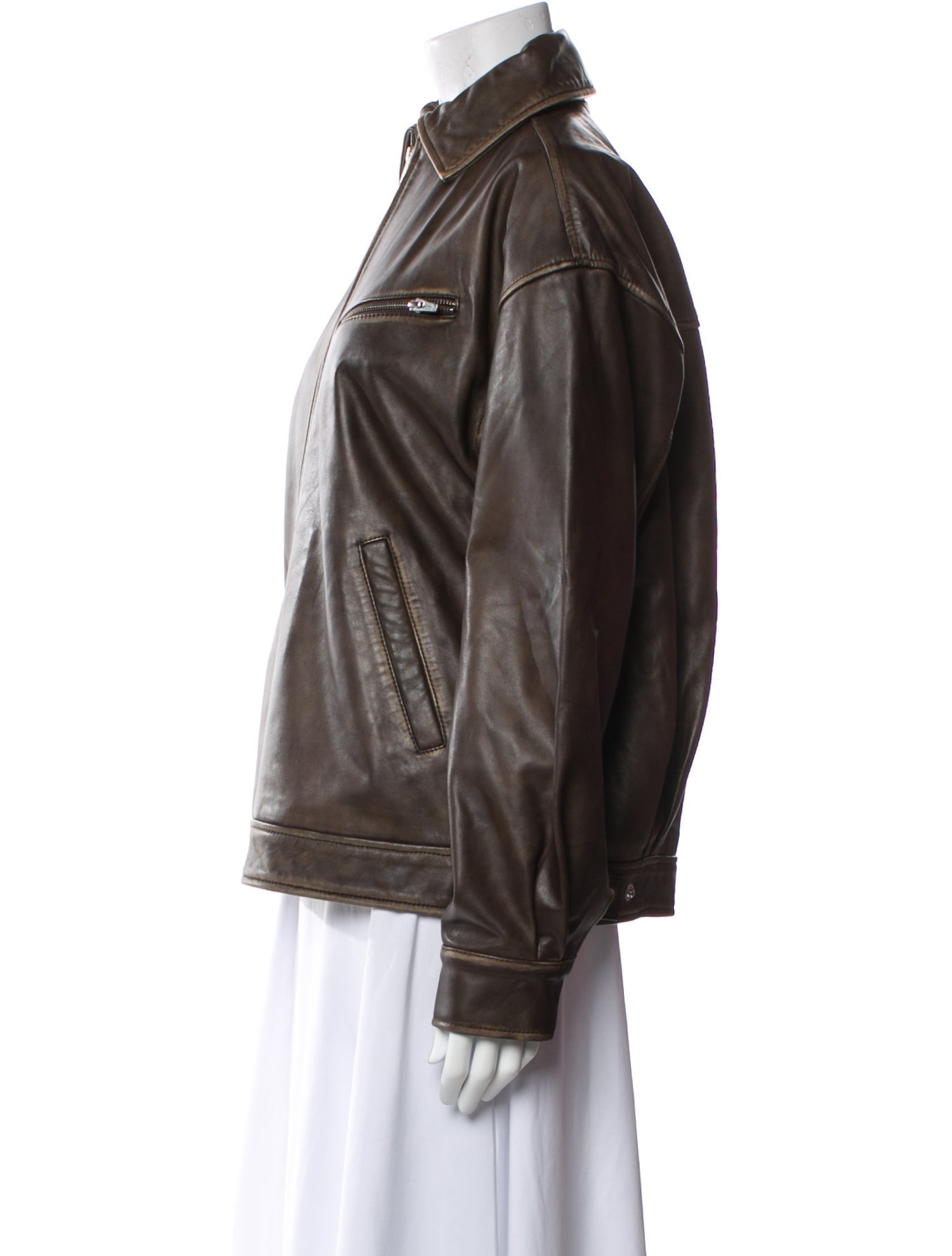 Veda x Reformation Leather Bomber Jacket