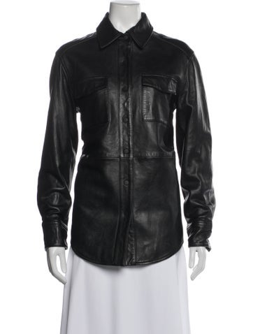 Pre-owned Veda X Reformation Lamb Leather Jacket In Gray