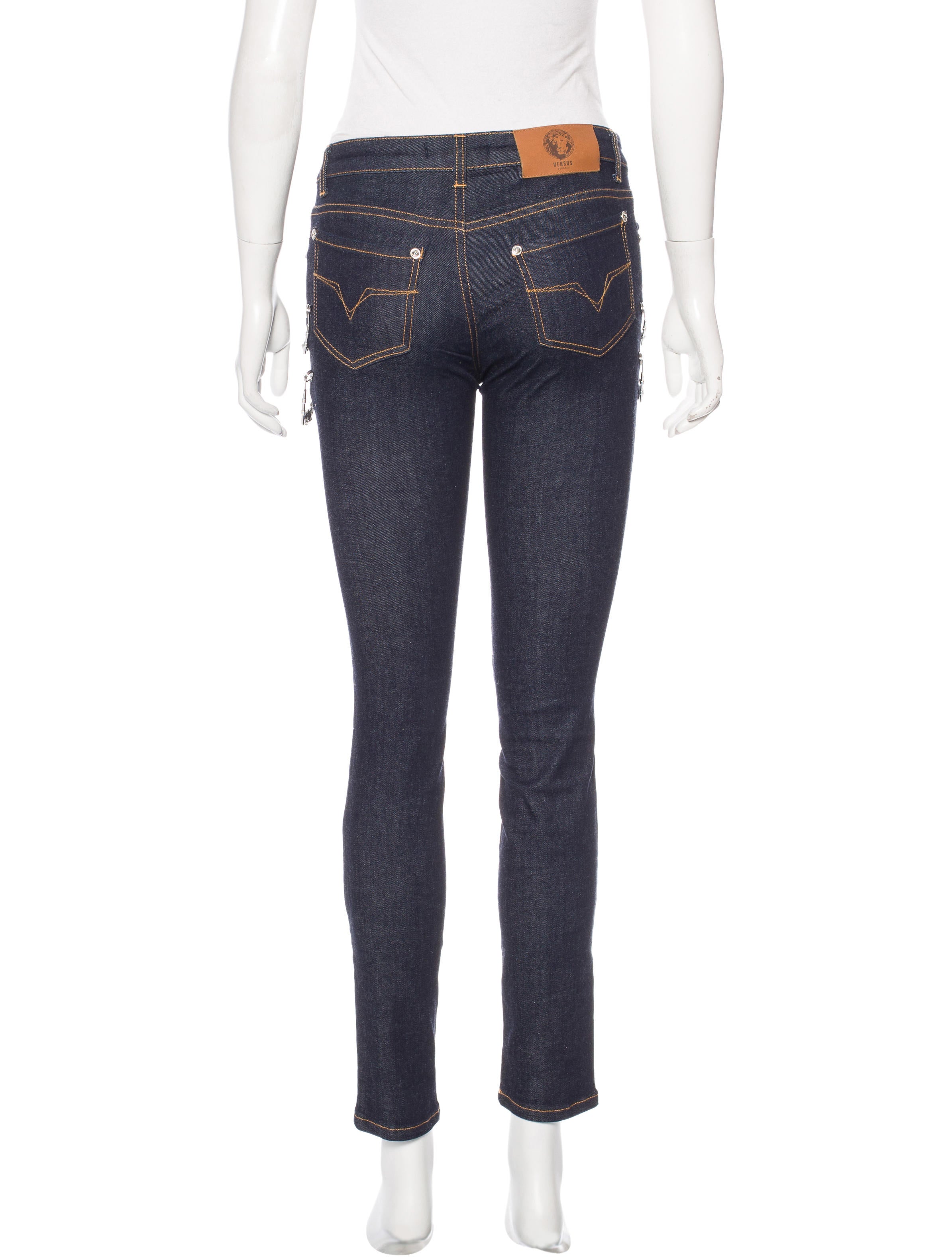 Versus Safety Pin Skinny Jeans Clothing WVE20306 The RealReal