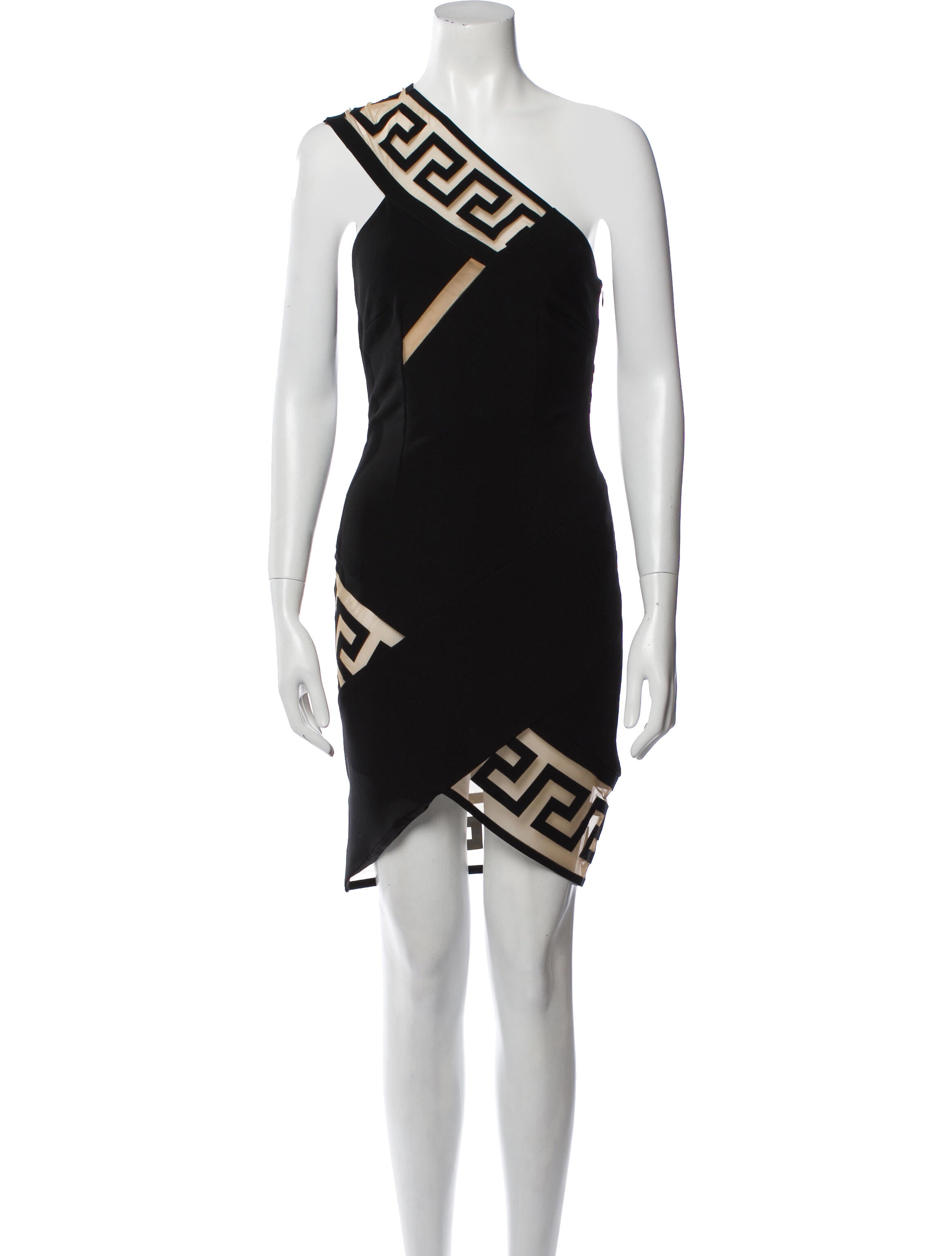 slim fit dress slacks Versace Black Mini Short Sleeve Dress With Slit And Gold Medusa Detail   Sellier