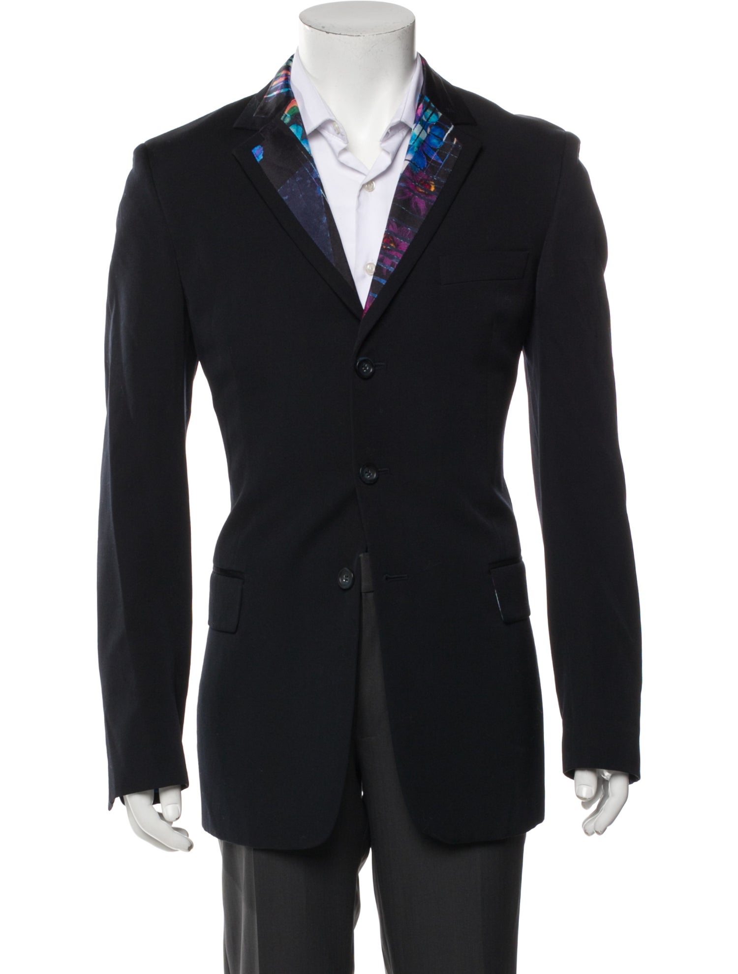 Versus Versace Black Blazer with Printed Lapel