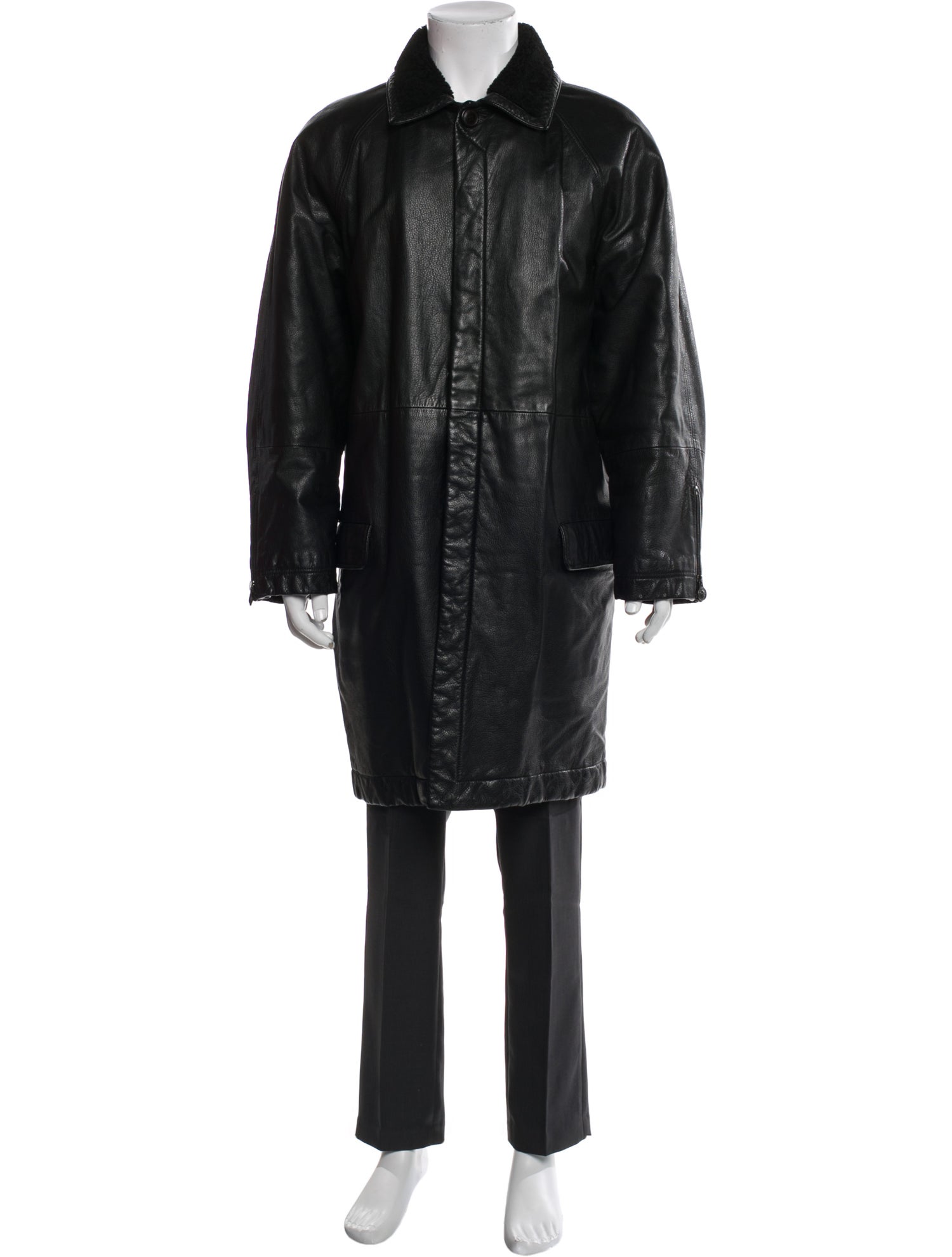 Versus Versace Vintage Leather Overcoat