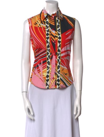 Versus Versace Printed Sleeveless Button-Up Top