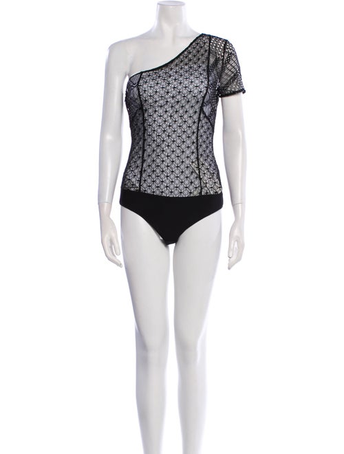 Versus Versace Lace Pattern One-Shoulder Bodysuit