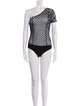 Versus Versace Lace Pattern One-Shoulder Bodysuit