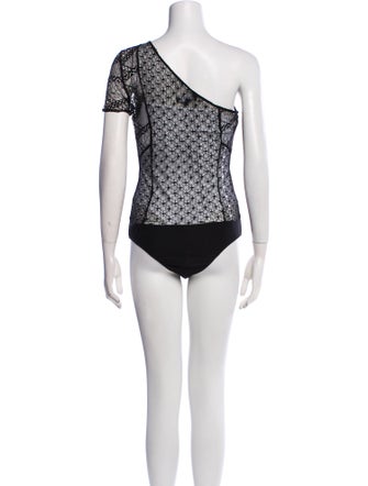 Versus Versace Lace Pattern One-Shoulder Bodysuit