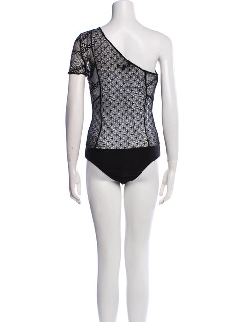 Versus Versace Lace Pattern One-Shoulder Bodysuit