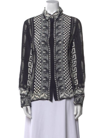 Versus Versace Silk Printed Button-Up Top